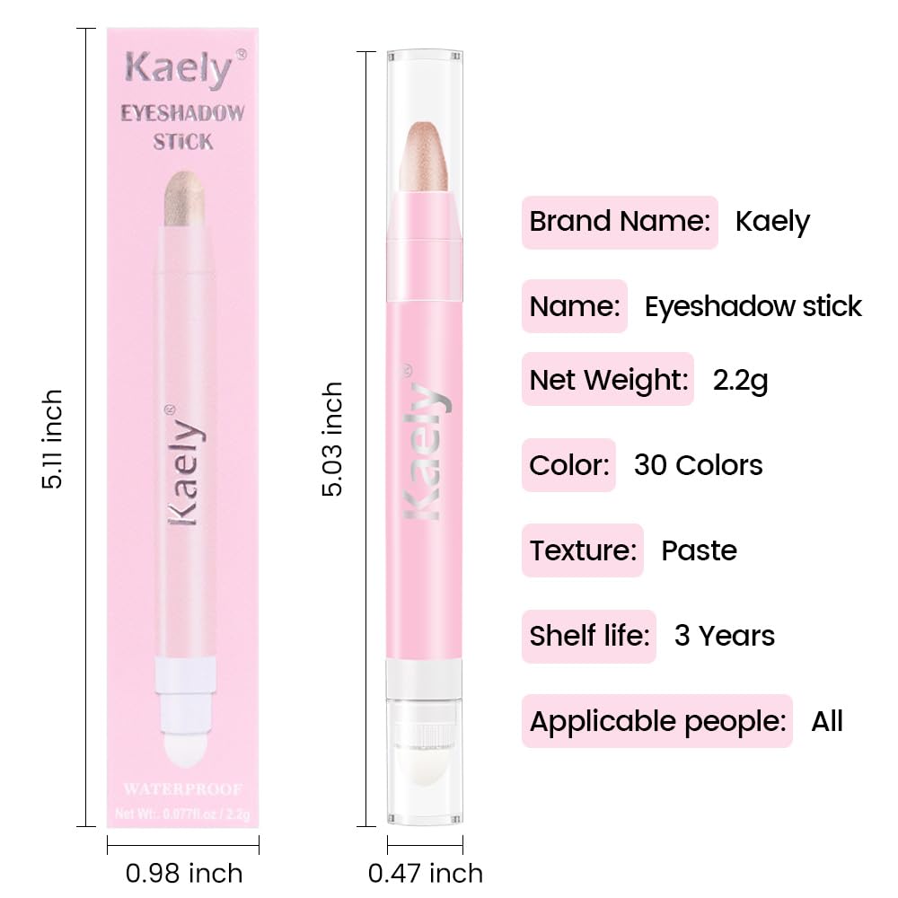 evpct 1Pcs Champagne Shimmer Cream Eye Shadow Brightener Sticks for Eyes Waterproof Pigmented, Double Ended Cream Eyeshadow Stick Pencil Pen with Applicator, Eye Shadow Palette Highlighter Makeup 17