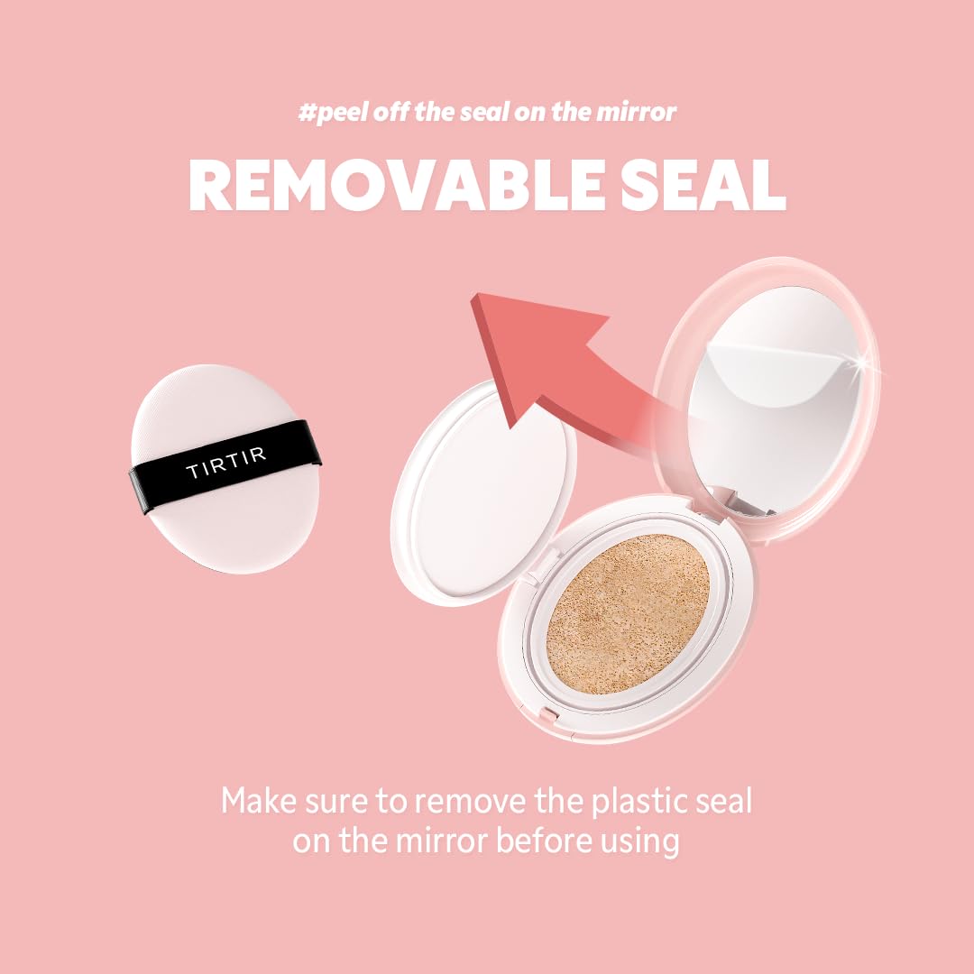 TIRTIR Mask Fit All Cover Pink Cushion Foundation | High coverage, Velvety Matte Finish, Lightweight, Flawless, Corrects Redness, Korean Cushion (#31N French Beige, Full Size, 0.63 Fl Oz)