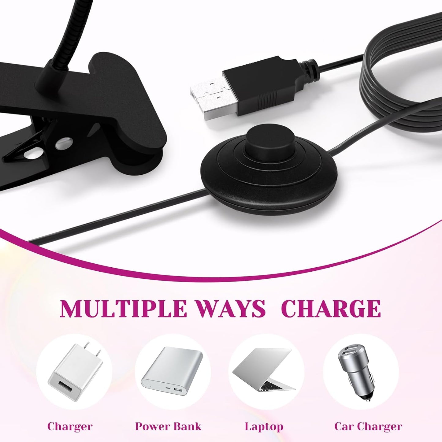 AORAEM UV LED Nail Lamp, Quick Drying UV Light for Gel Nails Foot Control LED Nail Cure Lamp, Flash Cure Light with Black Gooseneck and Clamp for Gel Nails