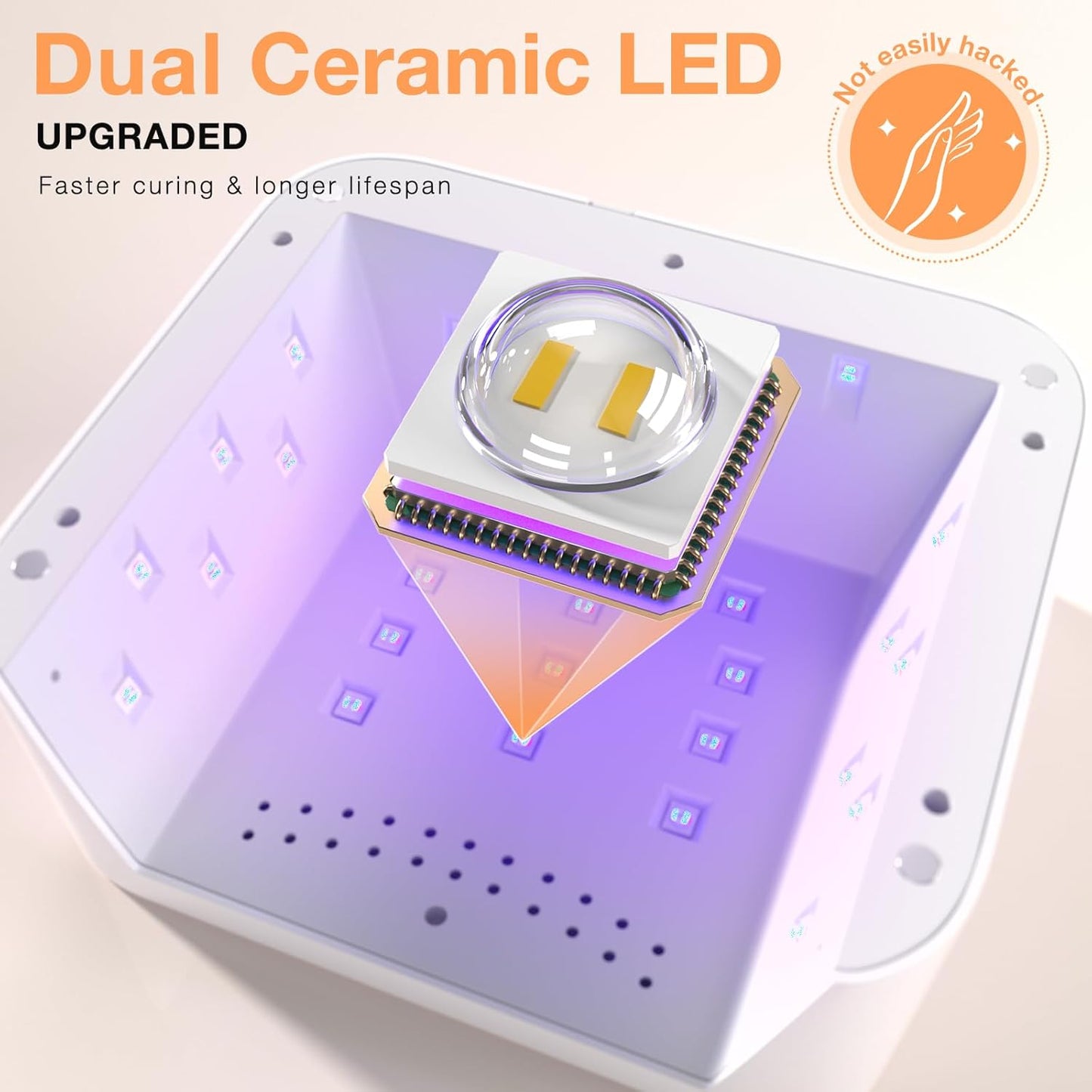 268W Cordless UV Nail Lamp, Rechargeable UV Light for Gel Nails with Unique Knob, Sparkling Rhinestones Diamond & LCD Display Screen, Professional Nail Dryer for Nail Salon & Home (White)