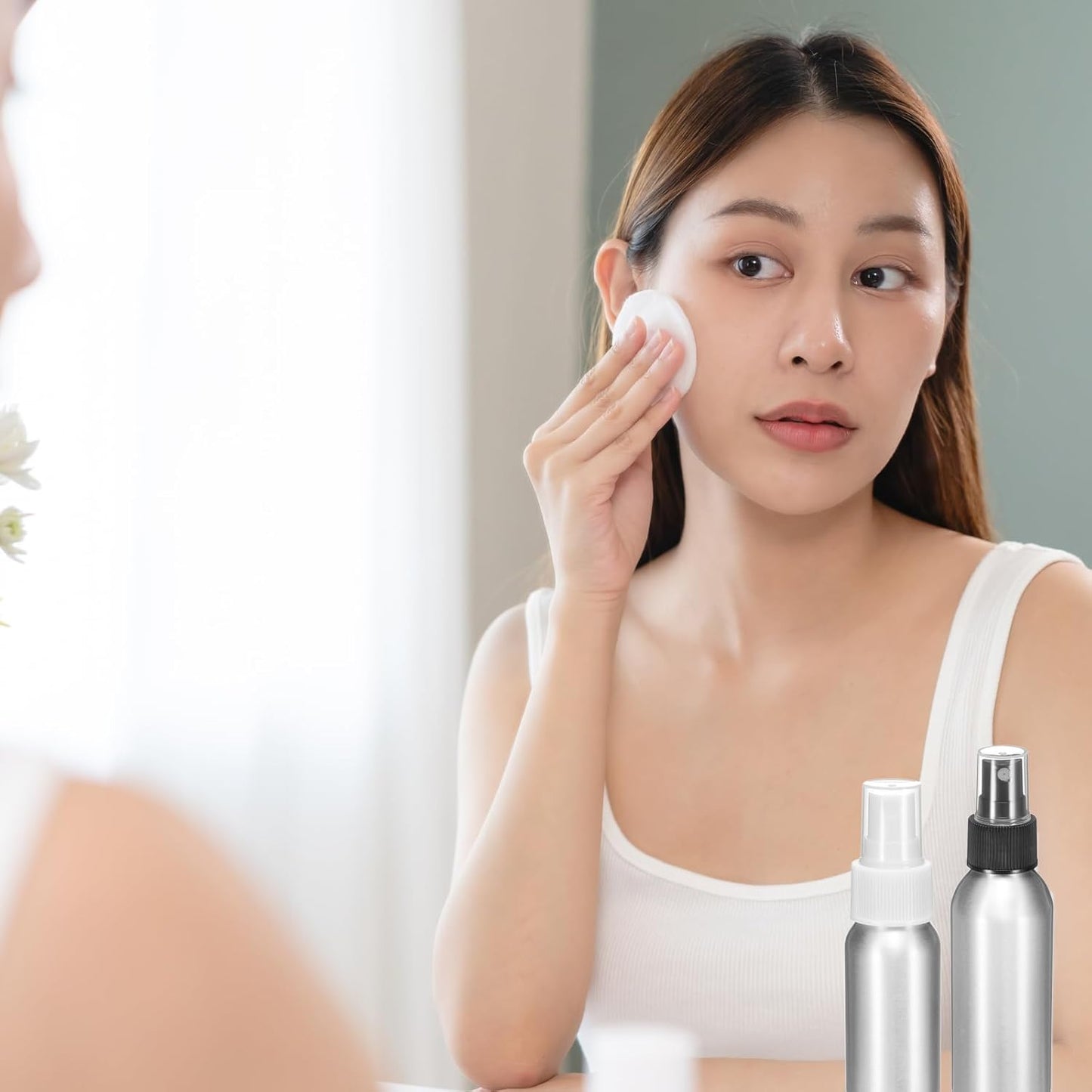 HARFINGTON 3pcs Aluminum Fine Mist Spray Bottles 80ml/2.7oz Metal Small Liquid Alcohol Refillable Travel Container with White Plastic Nozzle Cap for Perfume Skincare Cosmetic Storage Bottle