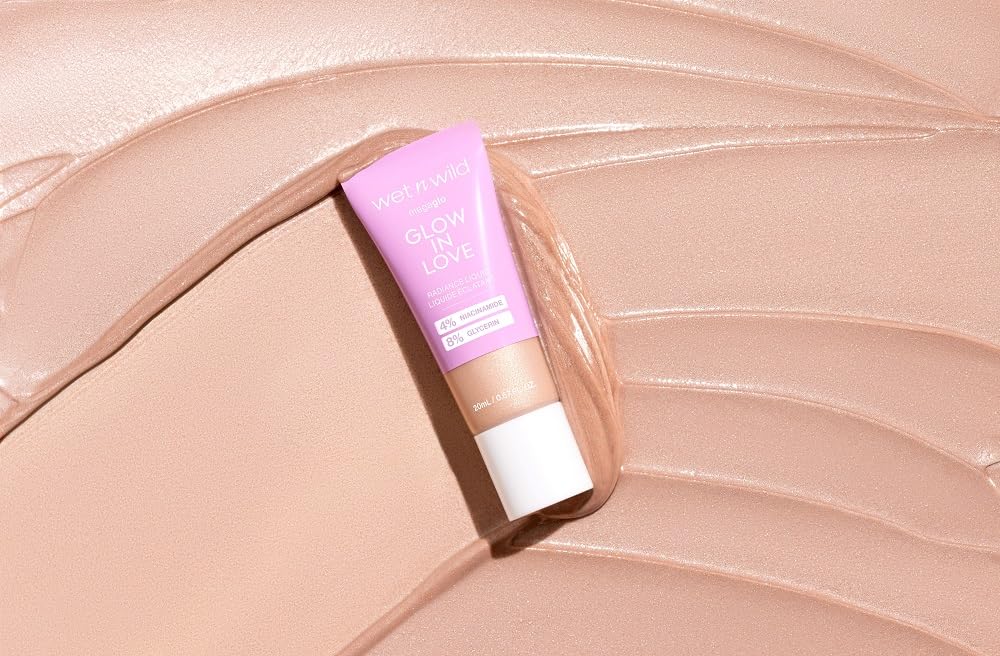 wet n wild Mega Glo Liquid Highlighter, Sheer & Buildable 4% Niacinamide-Enriched Lightweight Radiance with 8% Glycerin, Vegan & Cruelty-Free - Glow In Love