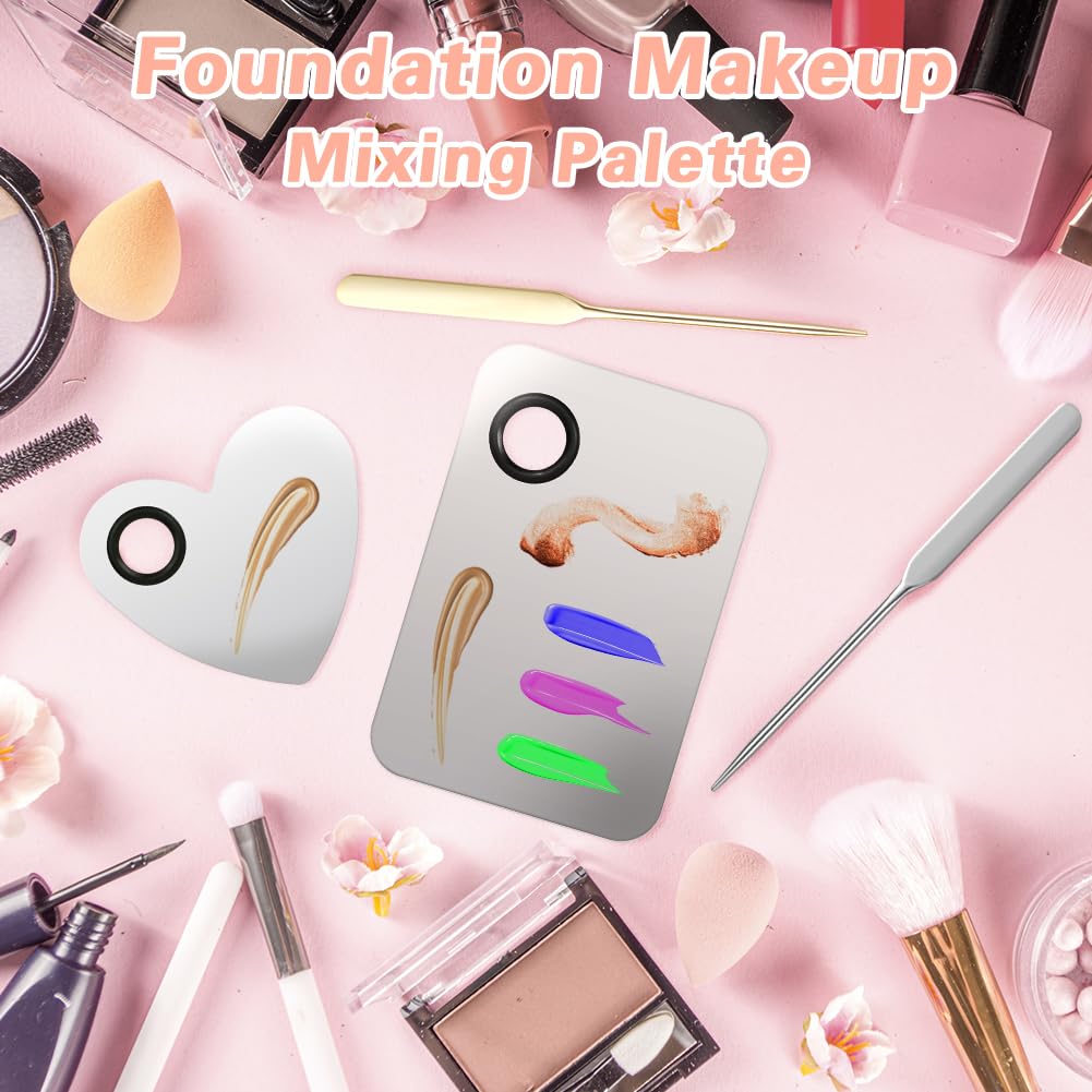 6PCS Makeup Mixing Palette, Stainless Steel Cosmetic Makeup Palette With Spatula Makeup Artist Tool, Professional Cosmetic Mixing Makeup Palette For Mixing Eye Shadow/Eyelash/Nail Art/Foundation