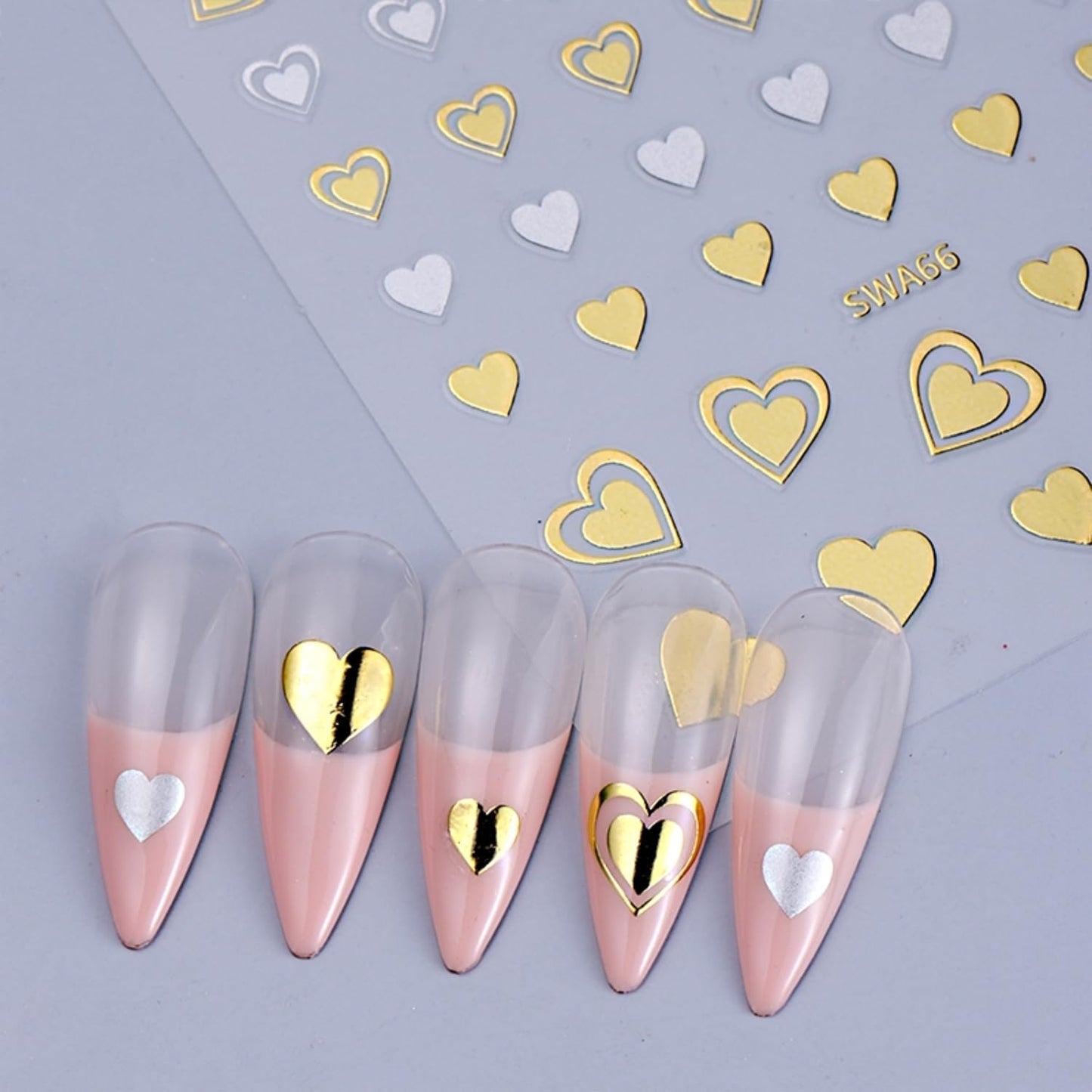 8 Sheets Valentine's Day Nail Stickers for Nail Art 3D Self Adhesive Heart Nail Art Stickers Black White Pink Valentine's Day Nail Decals Heart Nail Design Valentine's Day Nail Art Supplies for Women