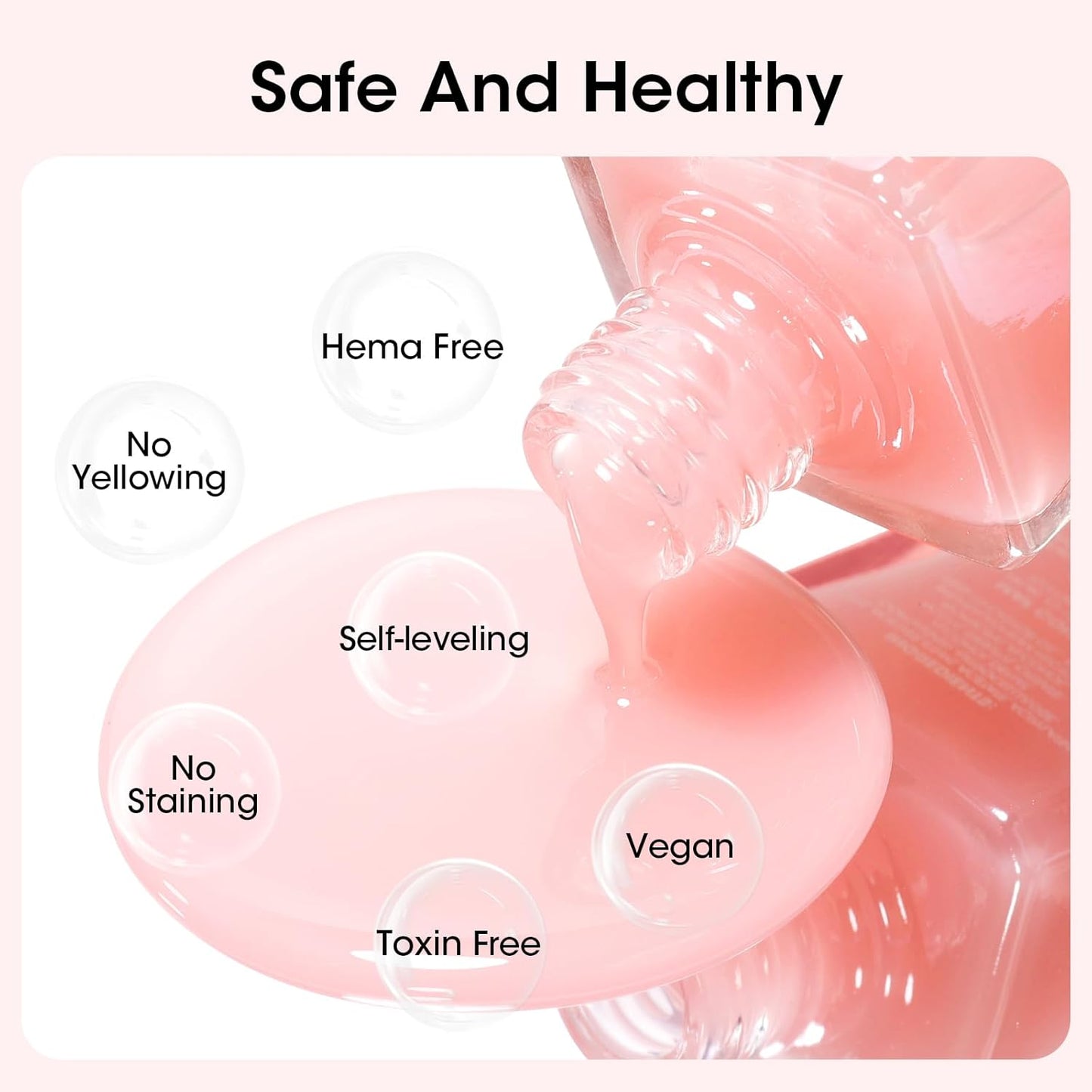 GELLEN 4‑in‑1 Clear Nail Polish Base Coat Sheer Tinted Milky Pink, Ridge Filler, Nail Strengthener & Concealer, Calcium Formula Strengthens Nails, Enhances Natural Look, No HEMA, Anti-yellowing