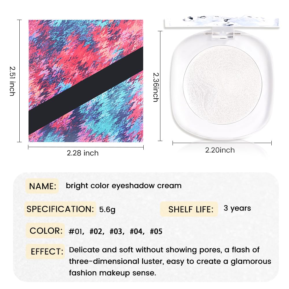 Pearl White Cream Glitter Shimmer Metallic Eyeshadow Palette Makeup, Natural Single Mini Instant Holographic Eyeshadow For Women, Sombras Crema Para Ojos, Talc, Paraben & Cruelty Free