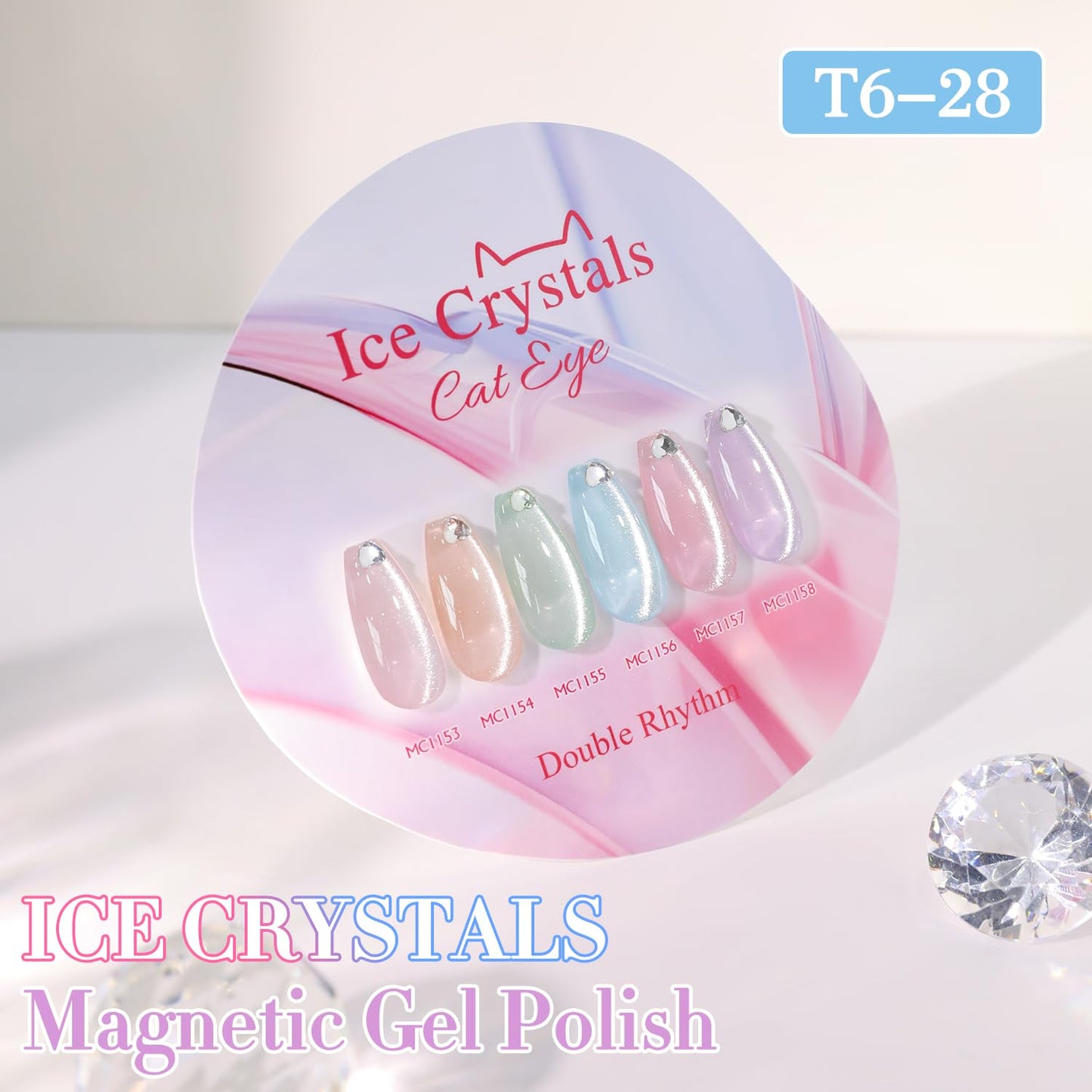 Double Rhythm 0.5 Oz Cat Eye Gel Polish with Magnet Same Color Same Bottle Holographic Glitter Shimmer Translucent Color Salon 15 ML Magnetic Nail Art (Purple-MC1158)
