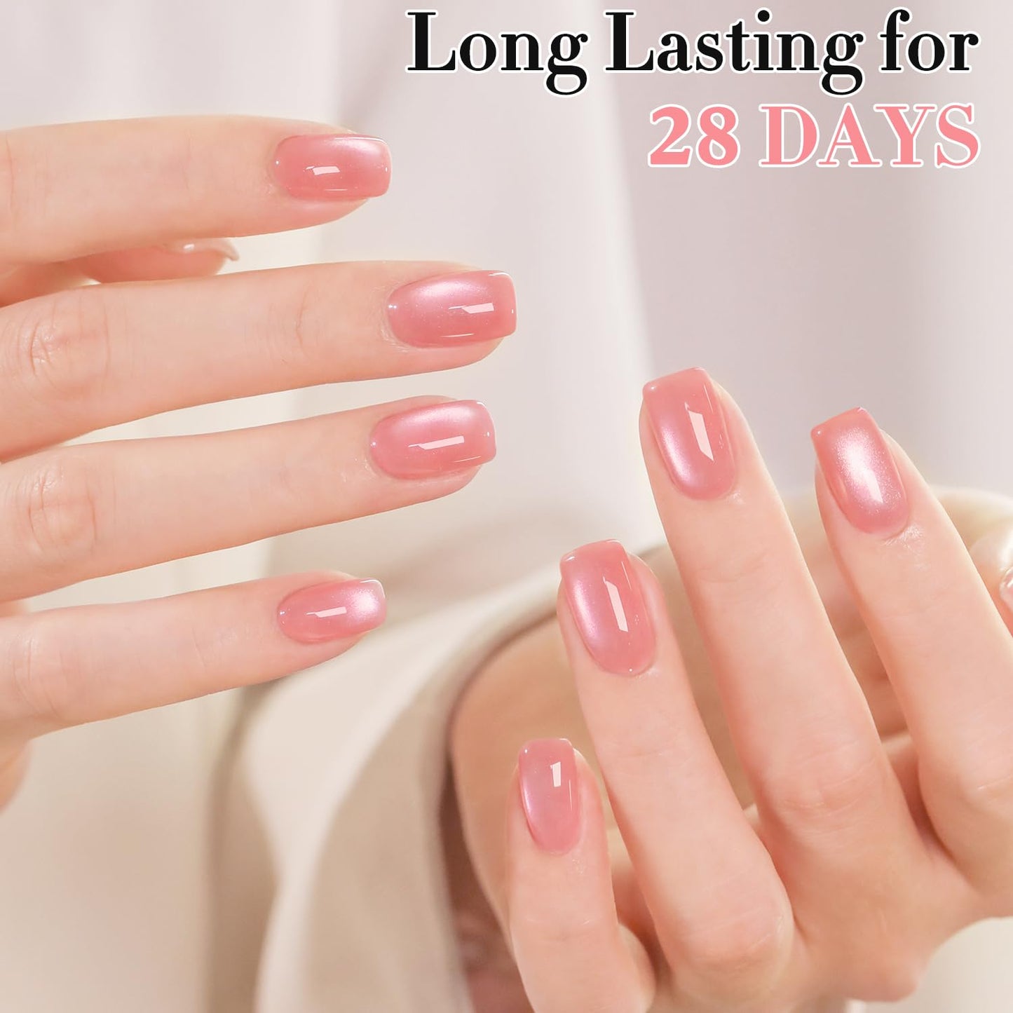 Double Rhythm 0.5 OZ Cat Eye Gel Polish with Magnet 15ML Holographic Glitter Shimmer Translucent Jelly Color Magnetic Nail Polish Salon DIY at Home (Fruit Orange Pink-MC1205)