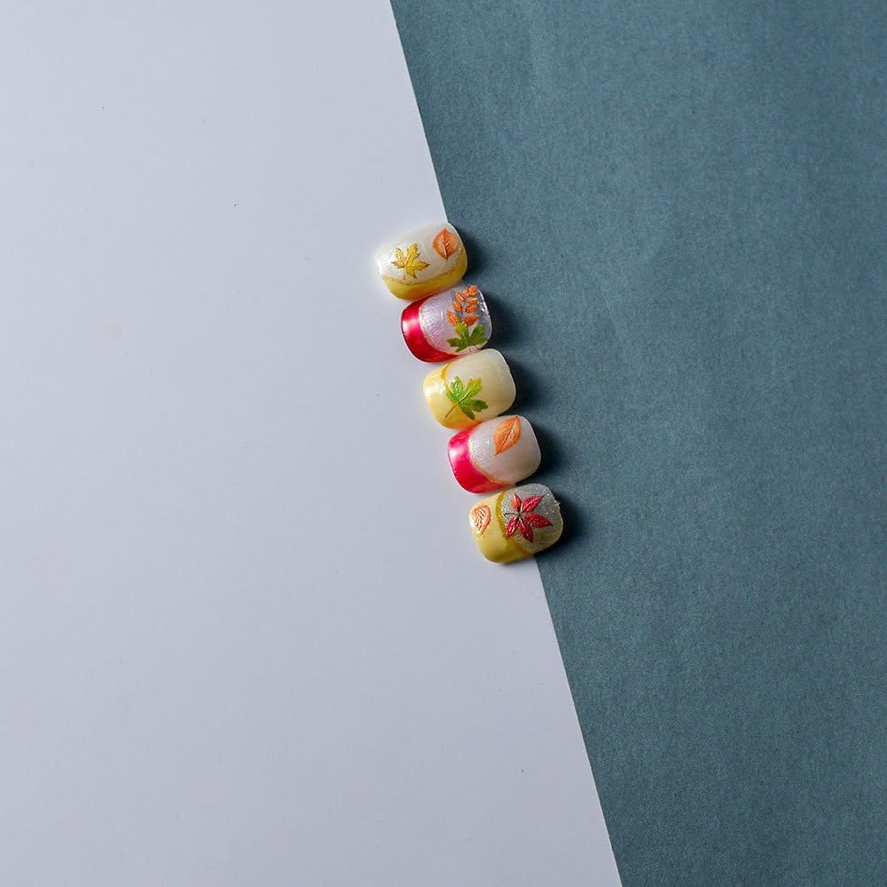 Fall Nails Stickers Maple Leaves Nails Sticker 5D Embossed Autumn Leaf Self Adhesive Sticker Nail Decals Orange Red Yellow Thanksgiving Nail Art Decal Halloween Decals for Nail DIY Manicure 1Sheet