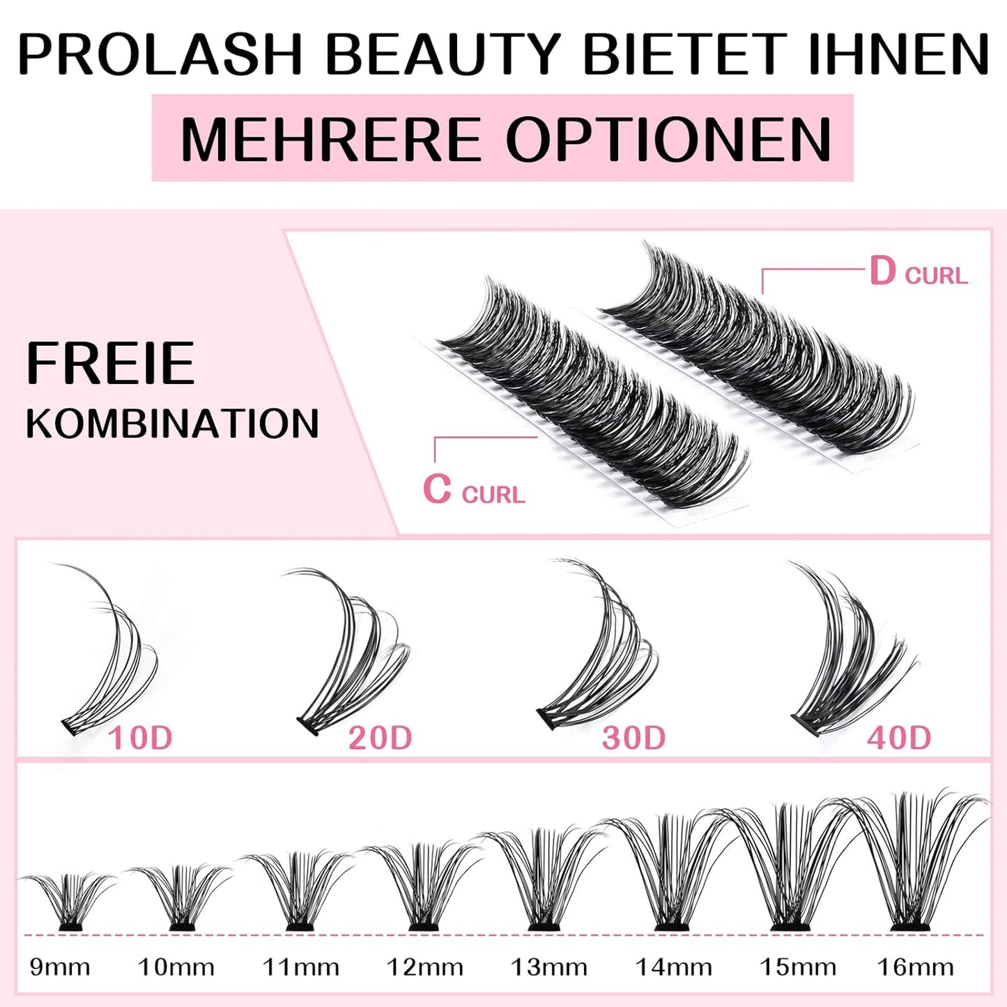 280 Pcs Individual Lashes 40D-D-0.07-9-16mix Cluster Lashes 10D 20D C D Curl Wispy Lashes Bottom Lashes DIY Lashes At Home(40D-D-0.07-9-16mix)