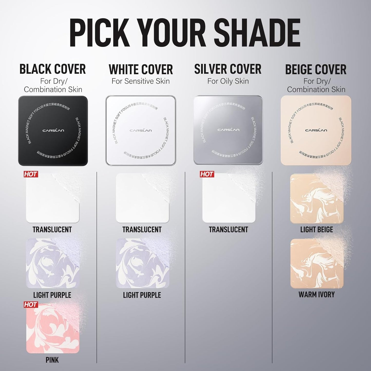 2.0 Black Magnet Soft Focus Powder, Waterproof Translucent Pressed Setting Powder, 24H Longlasting Talc-Free Face Powder, Oil Control Compact Makeup,02 Translucent For Oily Skin, 0.28Oz