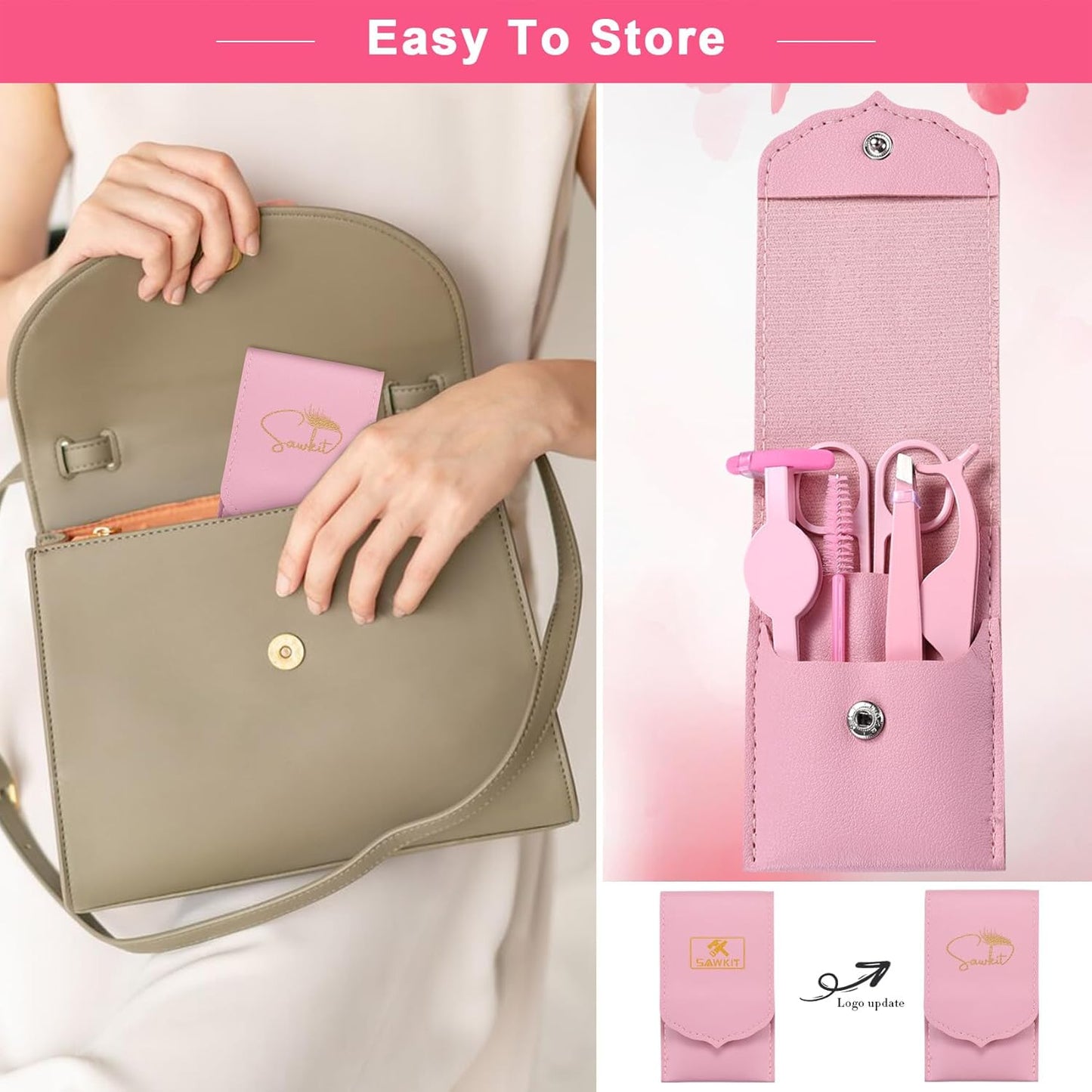 Eyelash Applicator Tool – 5-in-1 Lash Applicator Tool Set with Pink Eyelash Extension Tweezers, Scissors, for Eye Lash Clusters, Cluster Lashes