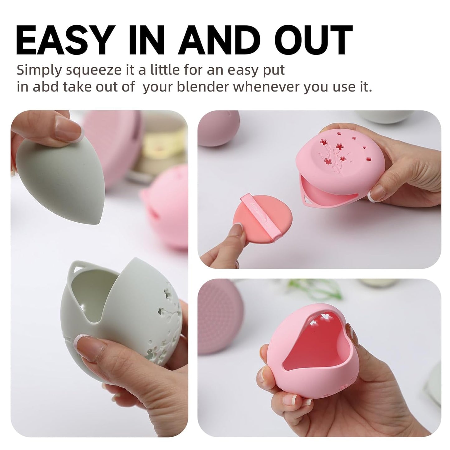 2 Pcs Makeup Sponge Holder,Beauty Blender Case, Powder Puff case, Beauty Blender Holder for Travel(Pink)