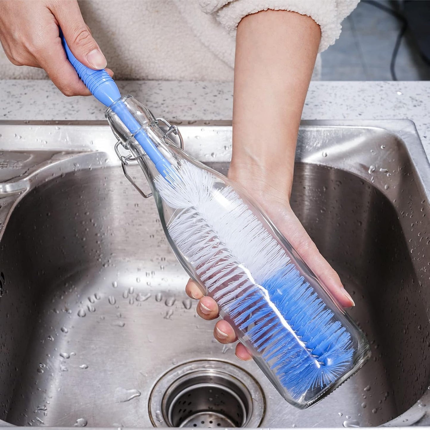 Bottle Brush Cleaner 5 Pack - Long Handle Water Bottle and Straw Cleaning Brush Set for Washing Narrow Neck Bottles, Sport Bottles, Kombucha, Wine Decanter, Flask, Beer Brewing Supplies