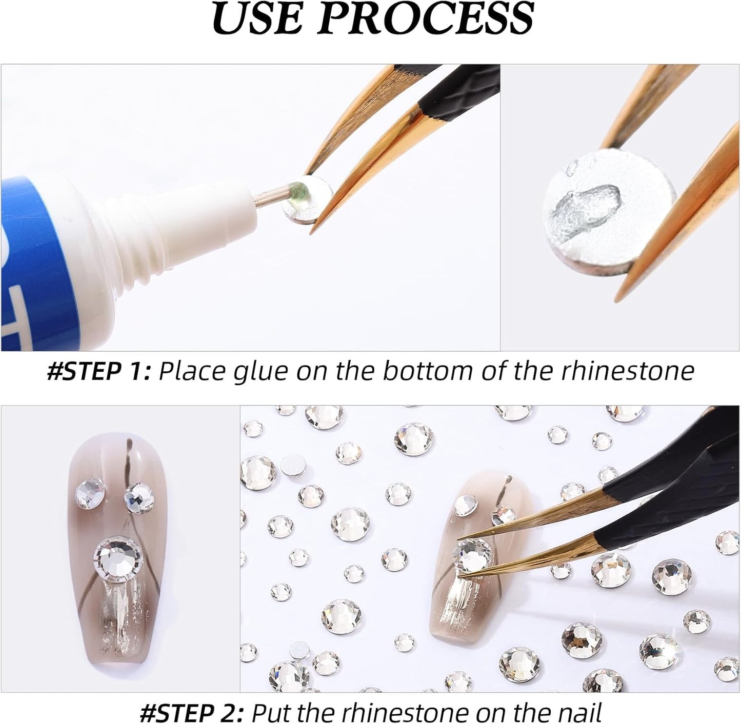 Crystal Clear Flatback Rhinestones, Glass Rhinestones for Nail Art and Craft, Glue Fix, Loose Crystal Gemstones(Crystal, SS8, 1440pcs, 2.3-2.5mm)