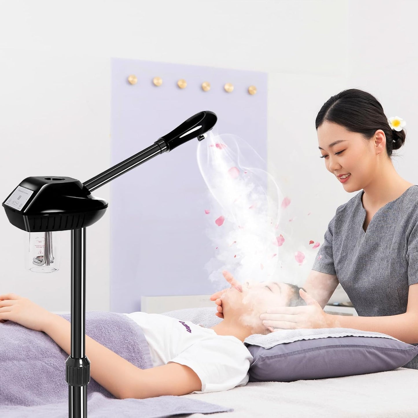 Facial Steamer, Face Steamer on on Wheels with More Steam, Adjustable Height for Face Steamer Suitable for Personal Home and Professional Personal Care Places,Moisturizing and Hydrating.