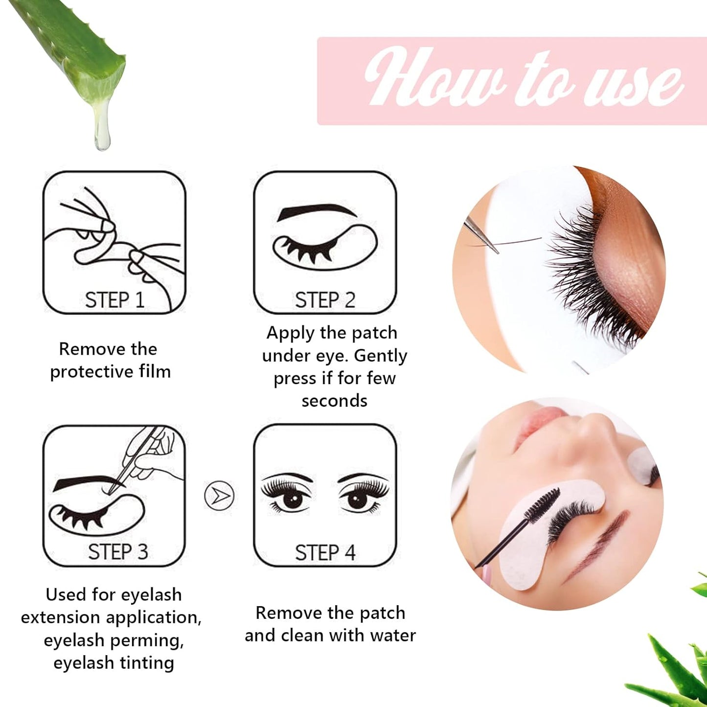 GreenLife 100% Naturel Eyelash Extension Under Eye Gel Pads patches kit Collagen with Aloe Vera Hydrogel Eye Patches set for Eyelash Extension Supplies Tools - 400 pairs