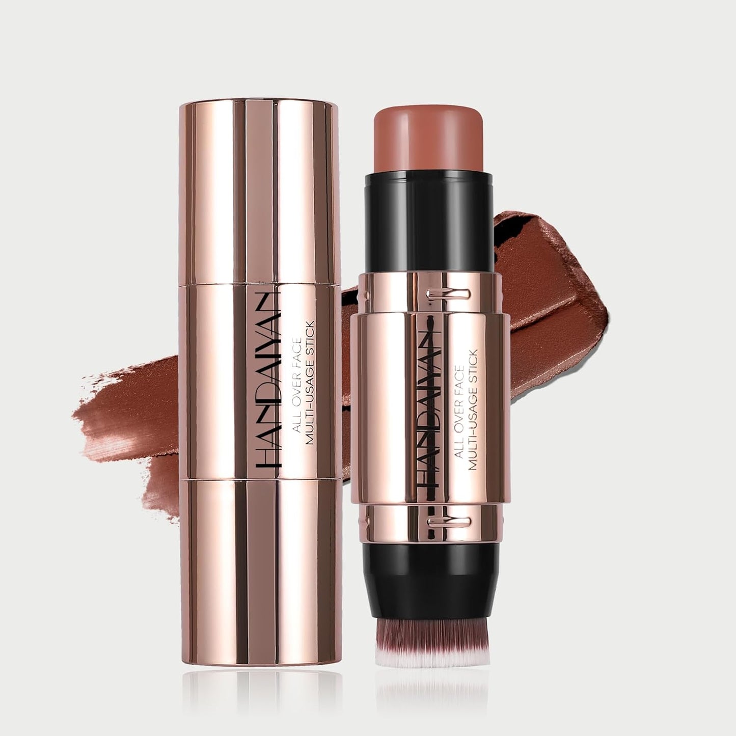 8 Colors Cream Contour Sticks Makeup Kit, Dual-Ended Concealer Stick With Soft Brush, Non-Greasy Long-Wear Face Primer Multi-Use Contouring Pen, Full Coverage Shades Corrector Concealer (08#)