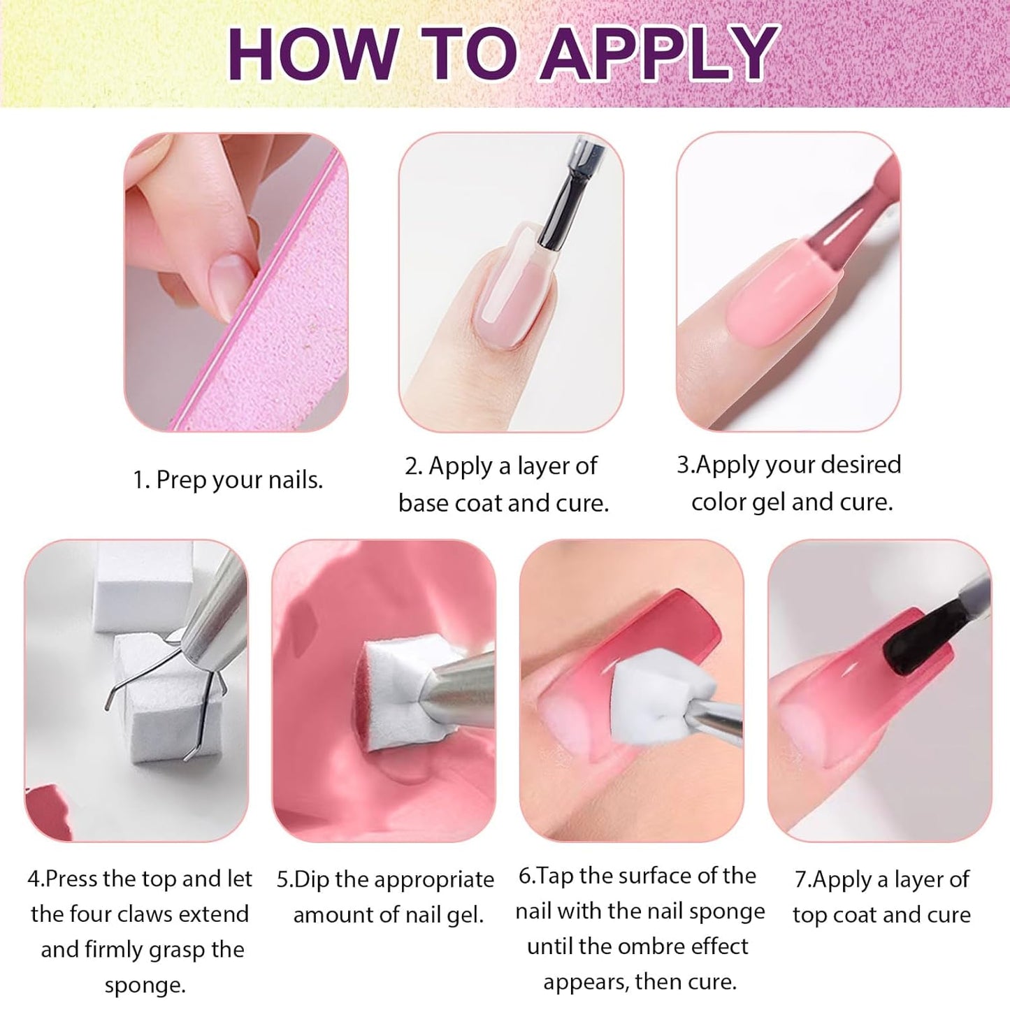 Gradient Painting Gel, 9 Colors Ombre Gel Nail Polish with 100Pcs Nail Sponges &Tweezers Sponging for Pigment Pat Aura Nails, French Manicure DIY Nail Art Ancient City