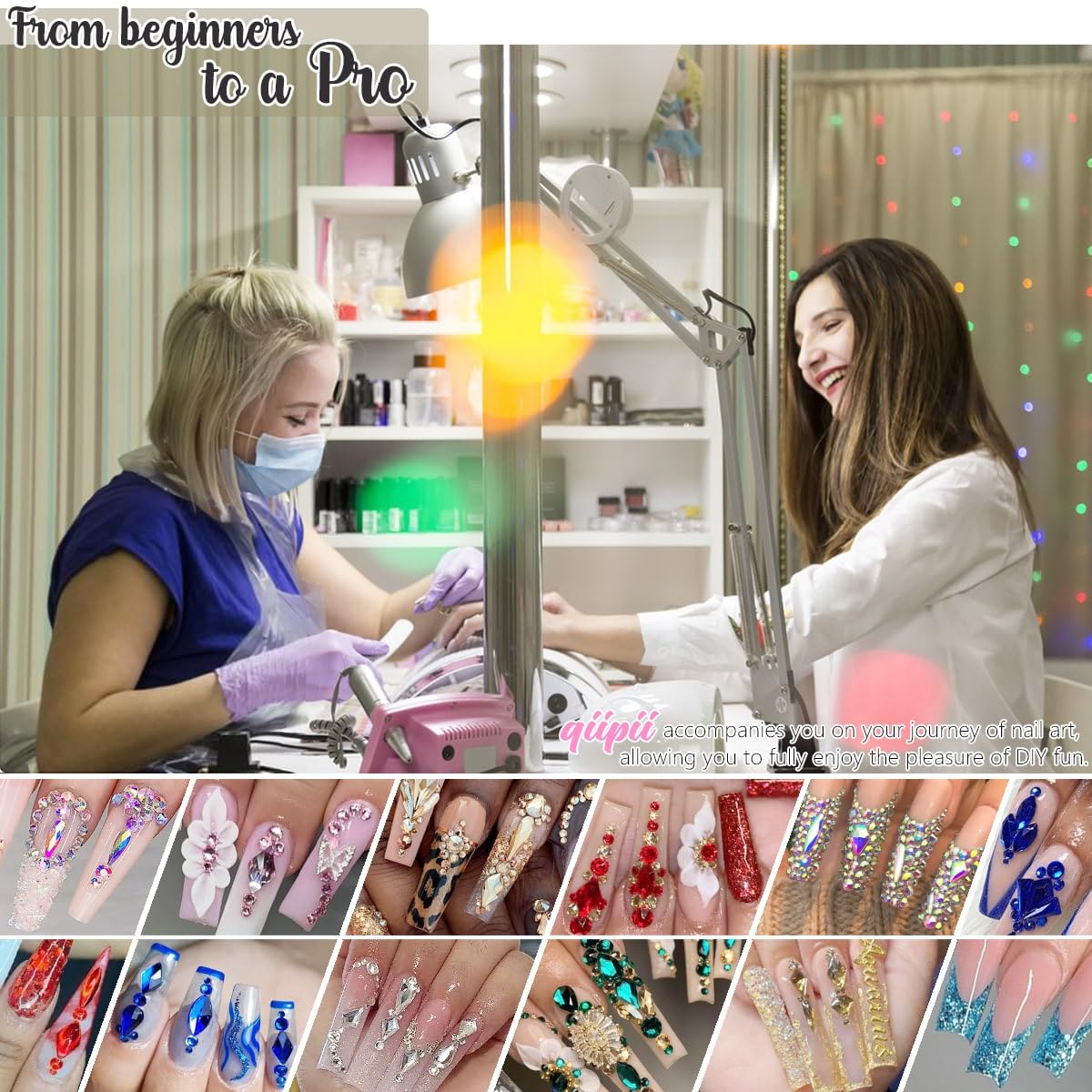 24 Styles Jet Black Nail Rhinestones Multi Shapes Flatback Gems Round Beads K9 Glass Crystals Stones Diamonds Jewels Nail Art Charms Supplies for Nails Face Eyes Makeup Crafts Tumblers Bottles