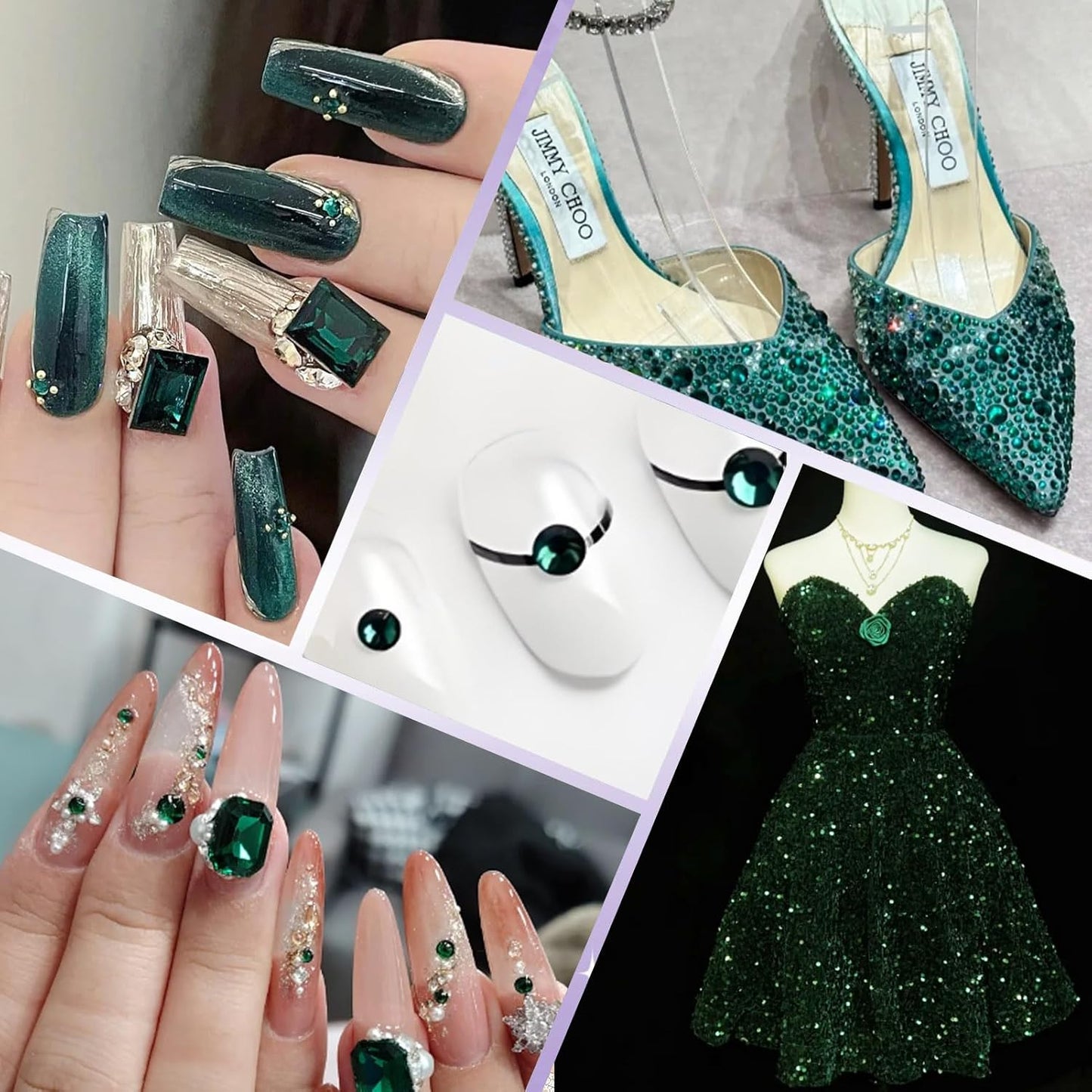 400PCS SS30 Flatback Rhinestones | 12-Facet Diamond-Cut Glass Gems for Nail Art, Clothing, DIY Crafts |Glue-On Decoration Stones with Silver Backing(Emerald)