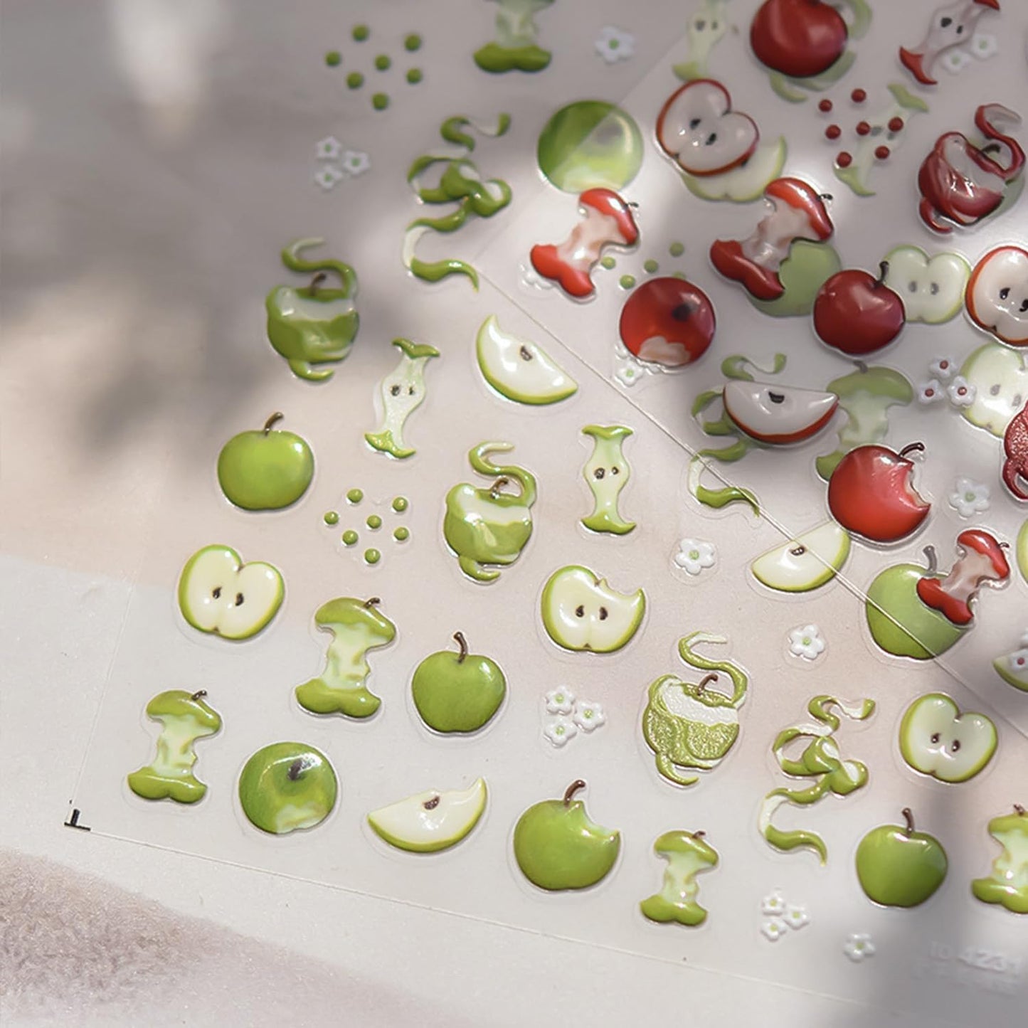 Apple Nail Stickers for Nail Art Cute Red Apple Sticker Flower Nail Art Stickers 5D Embossed Nail Decals 3D Self-Adhesive Nails Supply Manicure Sliders for Nails Decoration