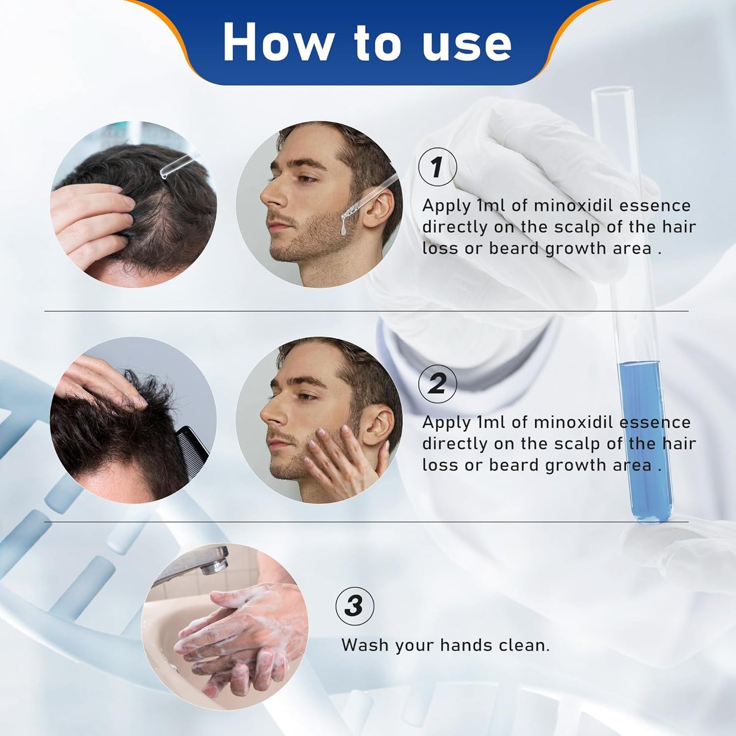 5% Minoxidil for Men Hair & Beard Growth Kit, Minoxidil for Women Hair Growth Serum, Extra Strength Hair Loss Treatment for Thinning Hair, Promotes Thicker Fuller Regrowth, Nourishes Scalp, 2oz