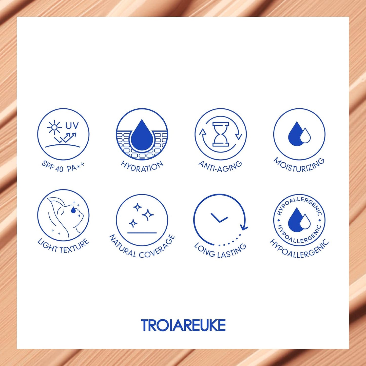 TROIAREUKE Aesthetic BB Cream H+ Formula SPF50+ PA+++, Lightweight Blemish Balm, Tinted Moisturizer with Medium Coverage, Lasting Foundation Makeup Base for Oily Skin | Korean Beauty Makeup