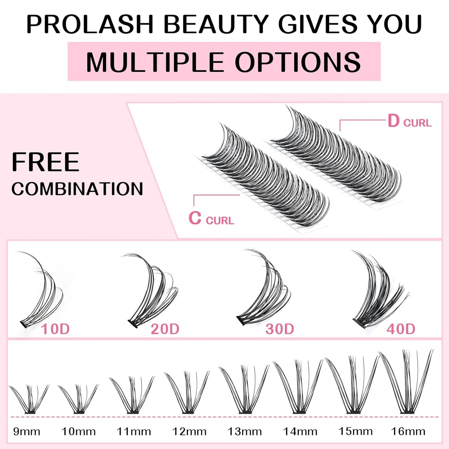280 Pcs Individual Lashes 20D-D-0.07-9-16mix Cluster Lashes 10D 20D C D Curl Wispy Lashes Bottom Lashes DIY Lashes At Home(20D-D-0.07-9-16mix)