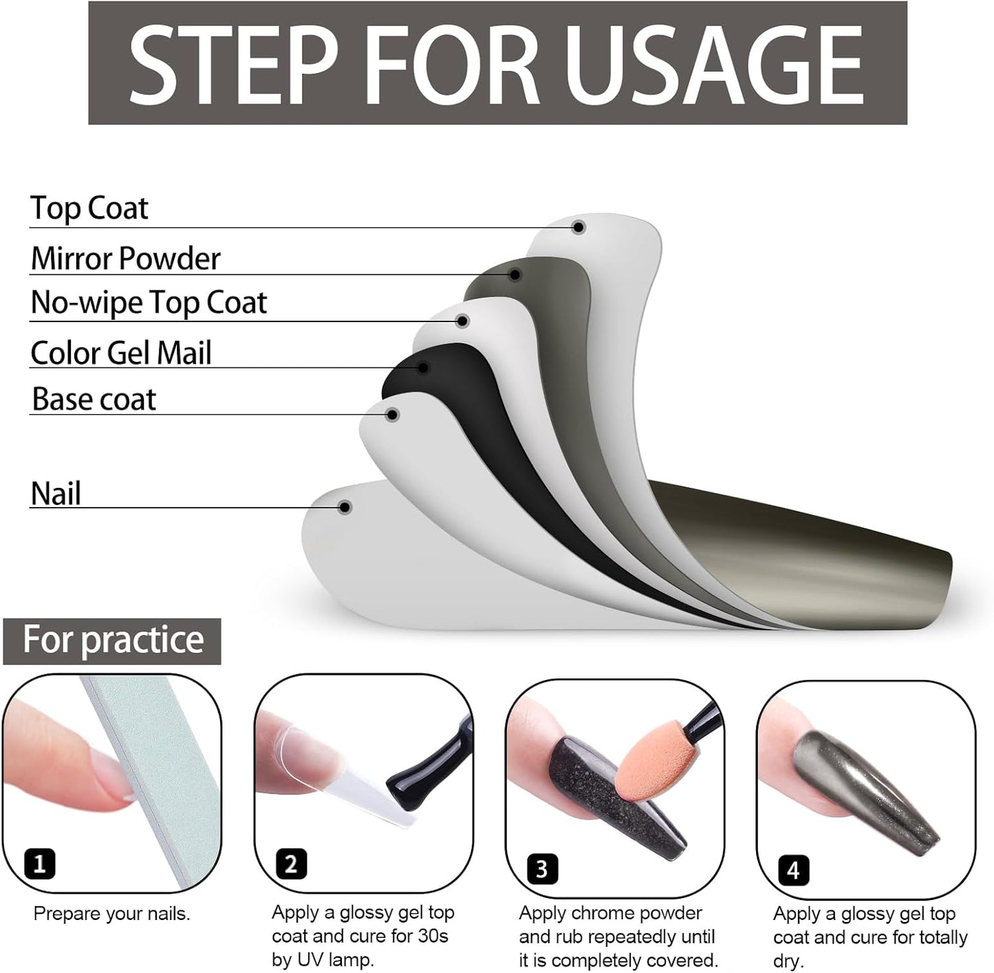 Artdone Chrome Nail Powder, Light Silver Iridescent Aurora Powder Metallic Mirror Effect Pigment Pearlescent Mermaid Pigment Pearl Glitter Dust Kit, Nail Art Decoration, Resin Craft