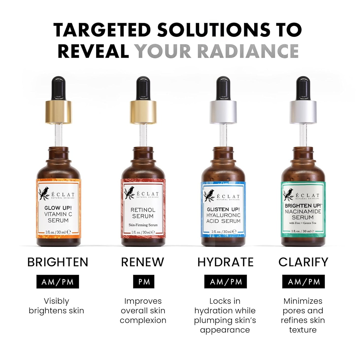 Eclat Skincare Niacinamide Serum - Pore Minimizer for Uneven Complexion - Brightening Niacinamide Serum for Face - Lightening & Moisturizing Skin Care for Dark Spots 1 fl oz