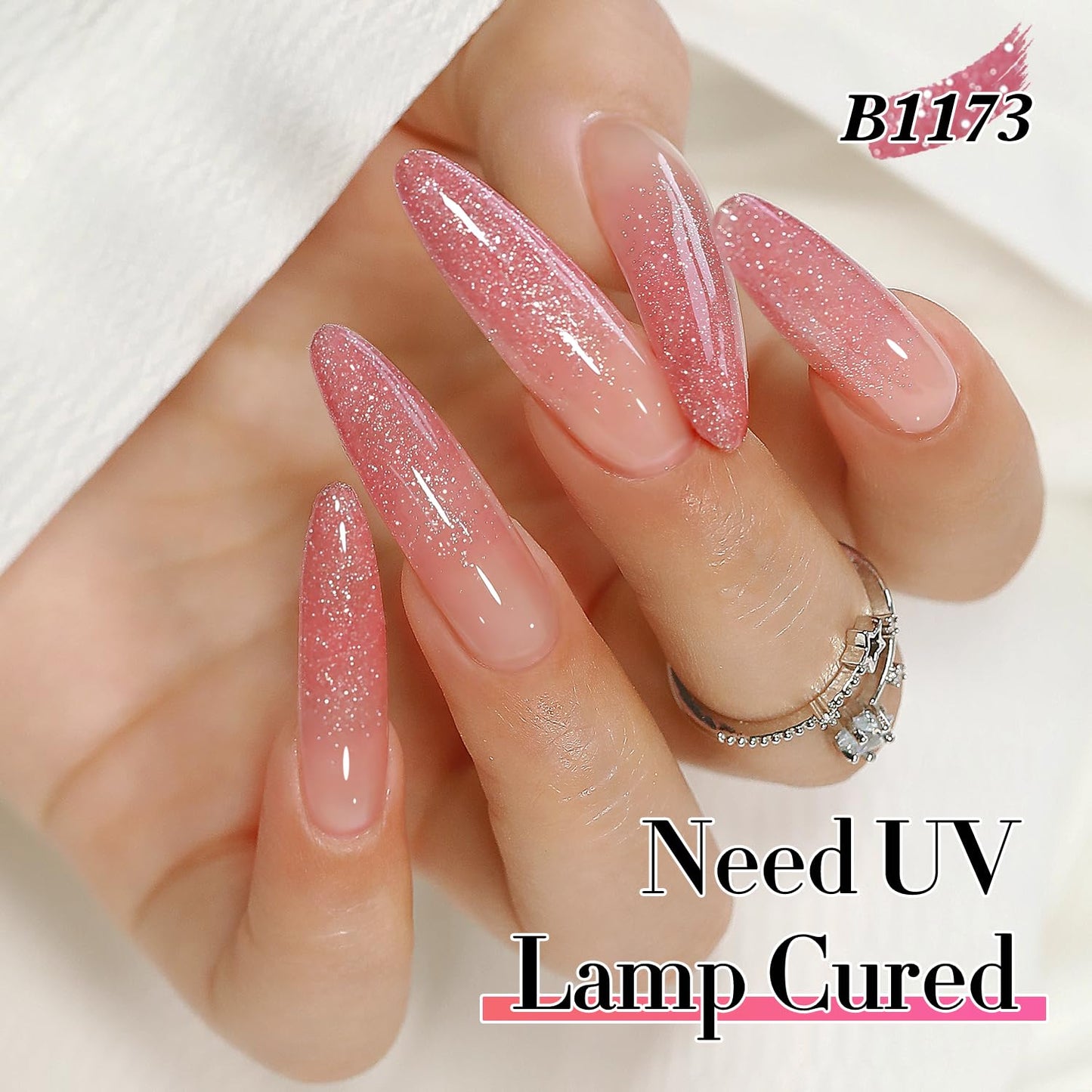 Double Rhythm 0.5Oz Glitter Gel Polish Shimmer Reflective Color for Nail Art Salon DIY Soak Off 15ml Nail Lamp Gel Polish at Home (Light Pink-B1173)