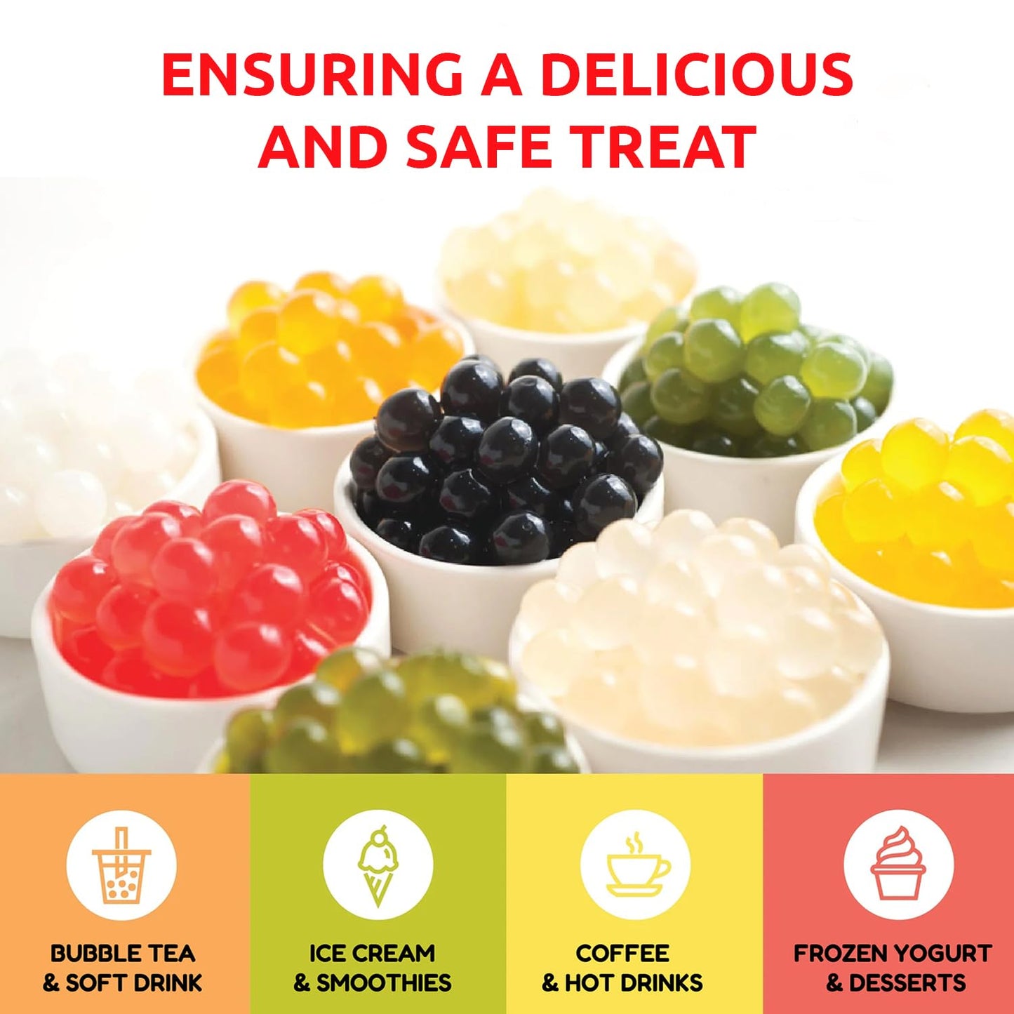 Fanale Watermelon Popping Boba Pearls, Vegan, Non GMO, Gluten Free, Fat Free, Perfect for Bubble Tea, Smoothies, Ice Cream, Desserts, and Beverages.