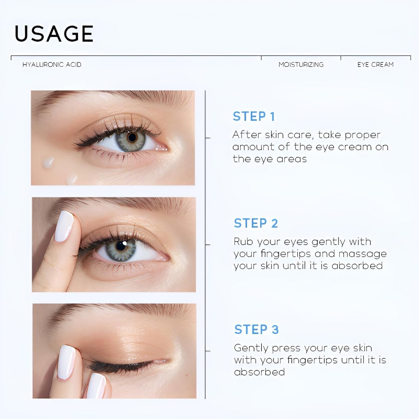 Hydrating Eye Cream, Under Eye Cream for Dark Circles & Puffiness, Hyaluronic Acid Eye Treatment Creams for Bags Under Eye, Reduce Fine Lines & Wrinkles, Anti Aging for Women 0.53oz, 2 Pack