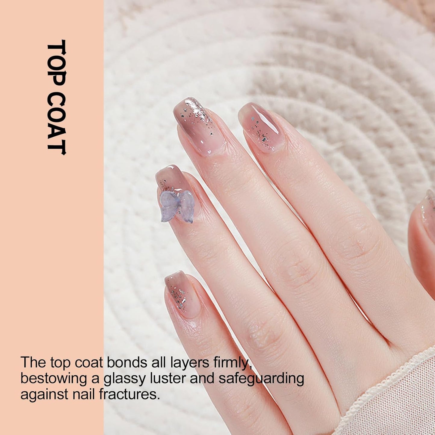 ADHERE Top Coat- 15ML No Wipe Top Coat Gel Nail Polish,Clear Color Gel Shine Finish and Long Lasting, Soak Off Nail Lamp,for Home DIY and Nail Salon