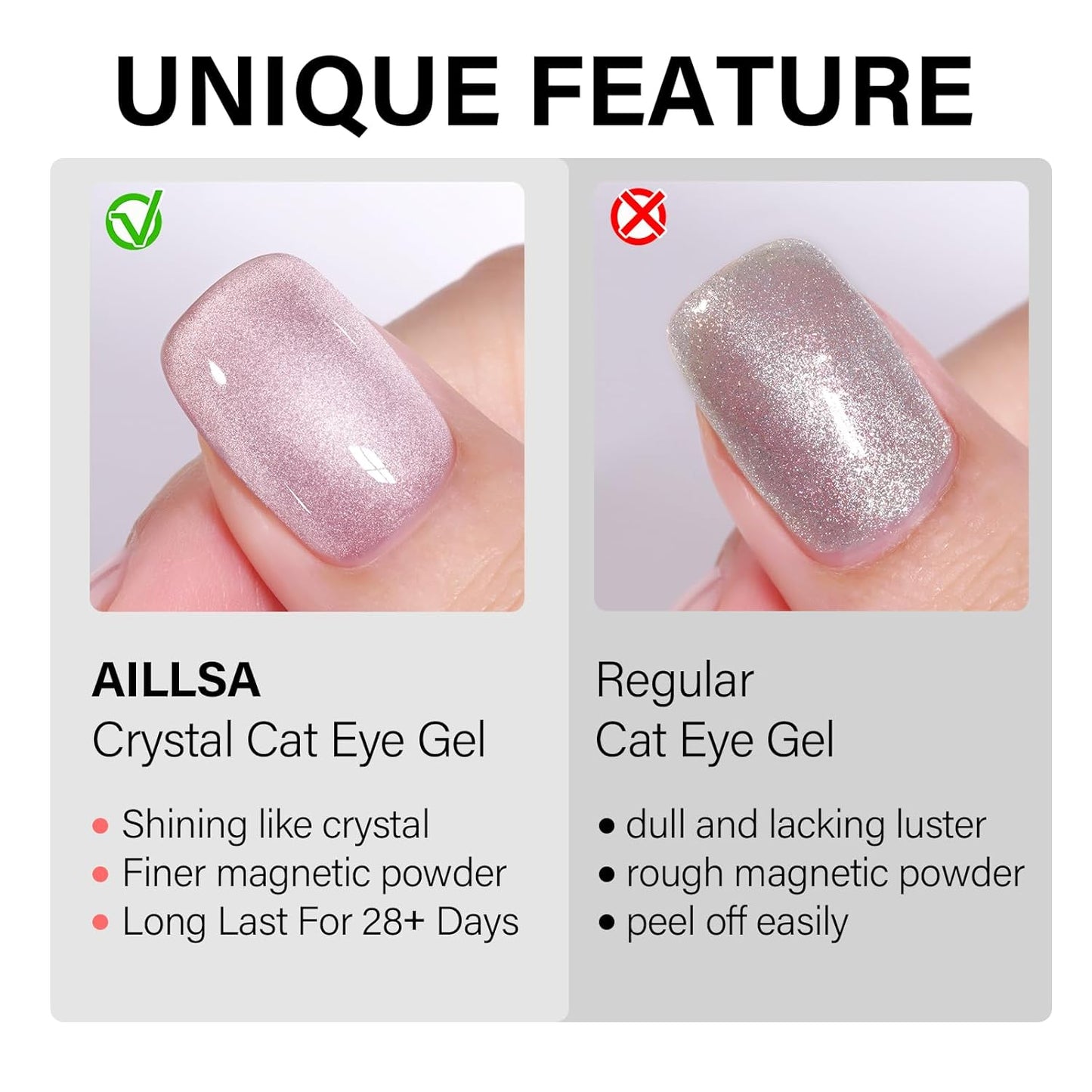 AILLSA Cat Eye Gel Nail Polish Nude Glitter Crystal Polish with Magnet, Glass Sparkle Nail Polish Reflective Shimmer Translucent Jelly Color U V Gel Salon DIY at Home 0.5 OZ GF26
