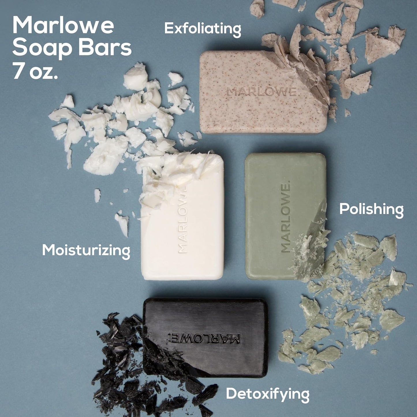 MARLOWE. No. 106 Charcoal Soap 7 oz (12 Bars) Body Bar Soap for Men, Cleansing, Purifying & Hydrating with Natural Extracts, Shea Butter, Olive Oil & Green Tea Extracts, Fresh Woodsy Scent