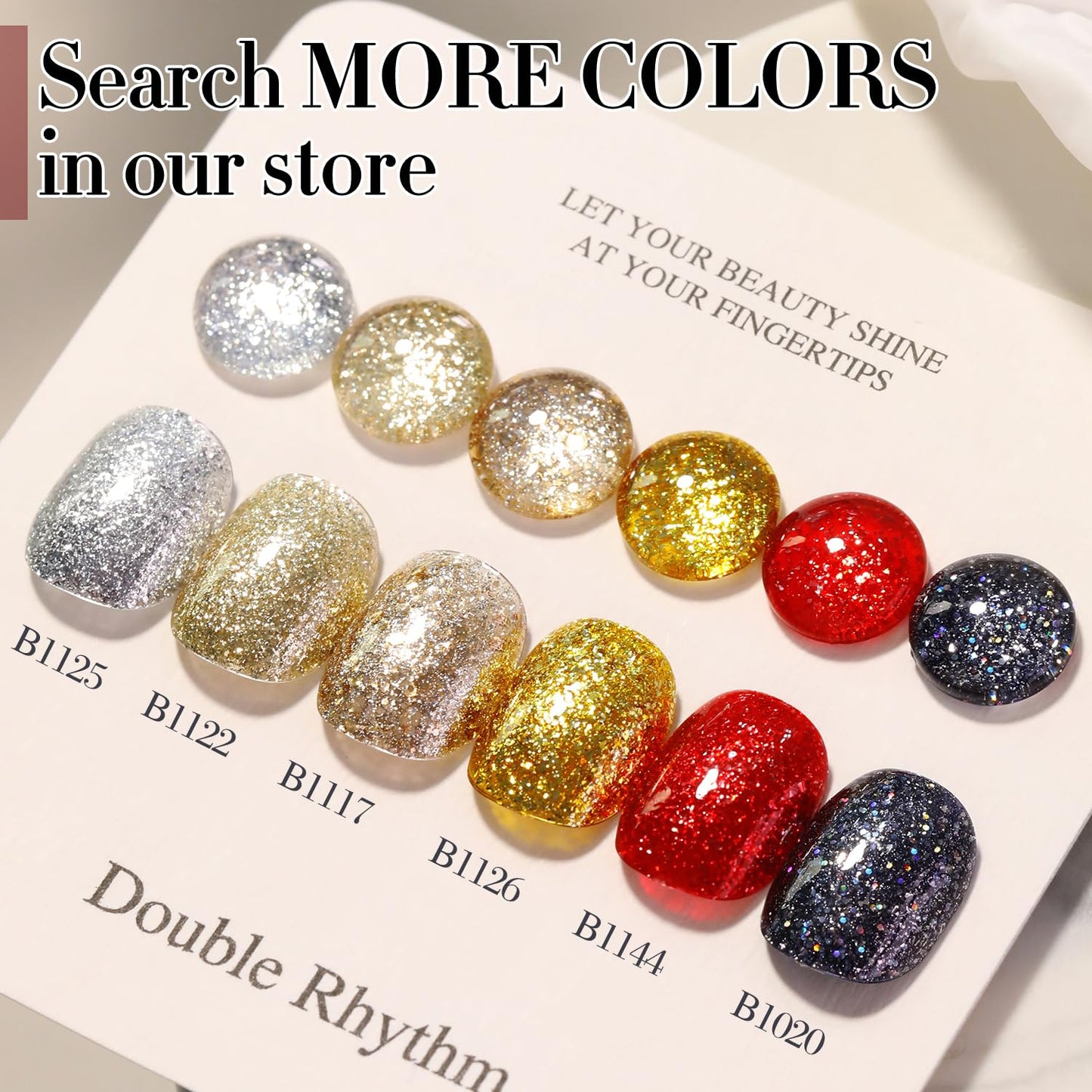 Double Rhythm 15ML Glitter Gel Polish Shimmer Reflective Holographic Color Magnetic for Nail Art Salon DIY at Home (B1117)