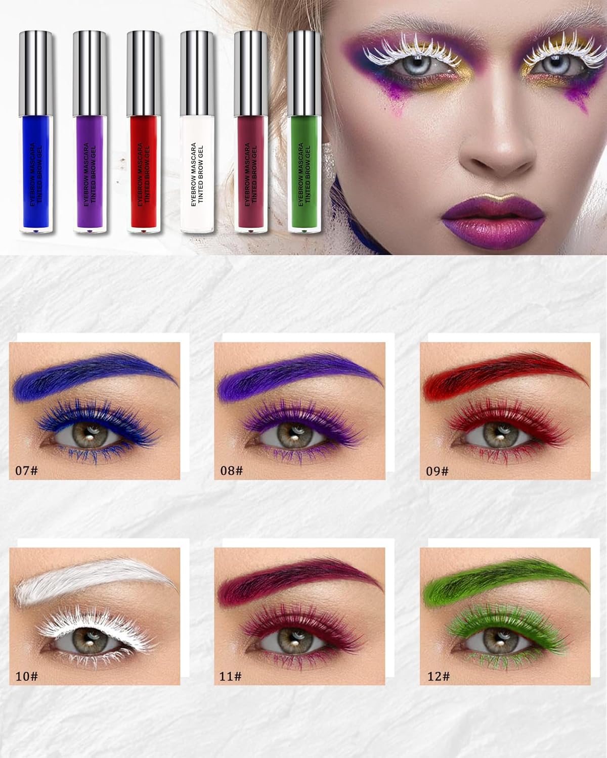 Tinted Eyebrow Gel Mascara- 1Pcs Long Lasting Waterproof Green Tinting Eye Brow Glue Colored Mascara, Dark Green Brow Filler Curling rimel de pestañas,Mother‘s Day Makeup Gift for Women Girl-#12