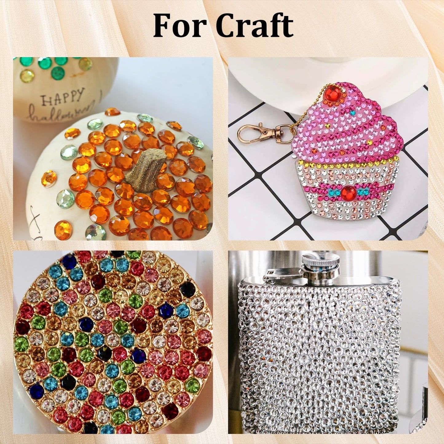 Colorful Face Gems for Makeup Set, Flatback Gorgeous Charming Clear Glass Rhinestone with Makeup Glue+Picker Pencil+Tweezer for Eye Body Hair Make-up and Nail Art Deco