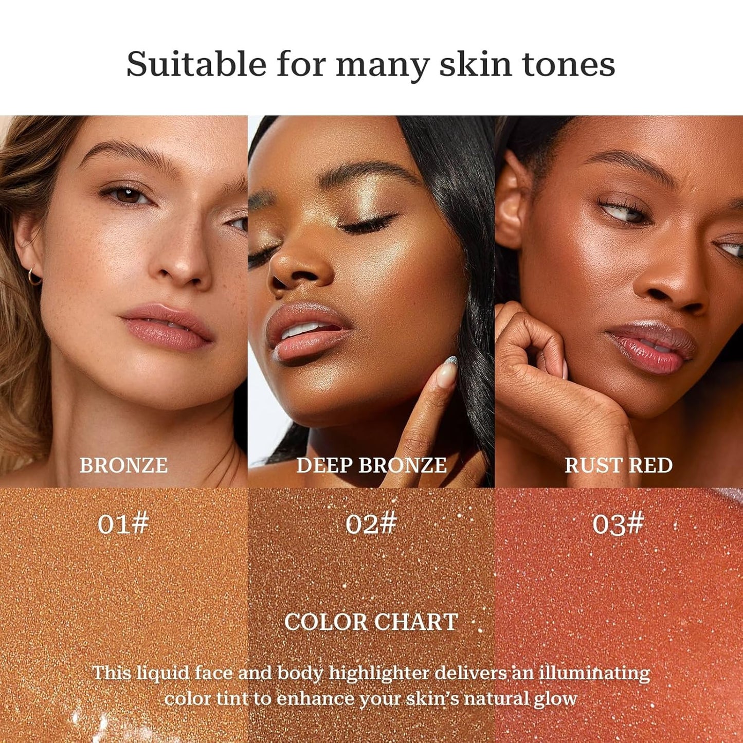 Bronzing Drops, Instant Sunshine Bronzing Drops, Lightweight and Non-greasy Liquid Bronzer Drops for Face Body, Glow Bronzing Serum Drops for Flawless Skin & A Radiant Finish(DEEP BRONZE)