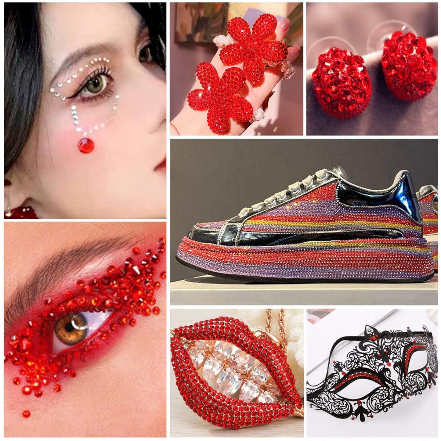 beadsland 144pcs Flat Back Crystal Rhinestones Round Gems for Nail Art and Craft Glue Fix, Light Siam, 10mm, SS50/144pcs