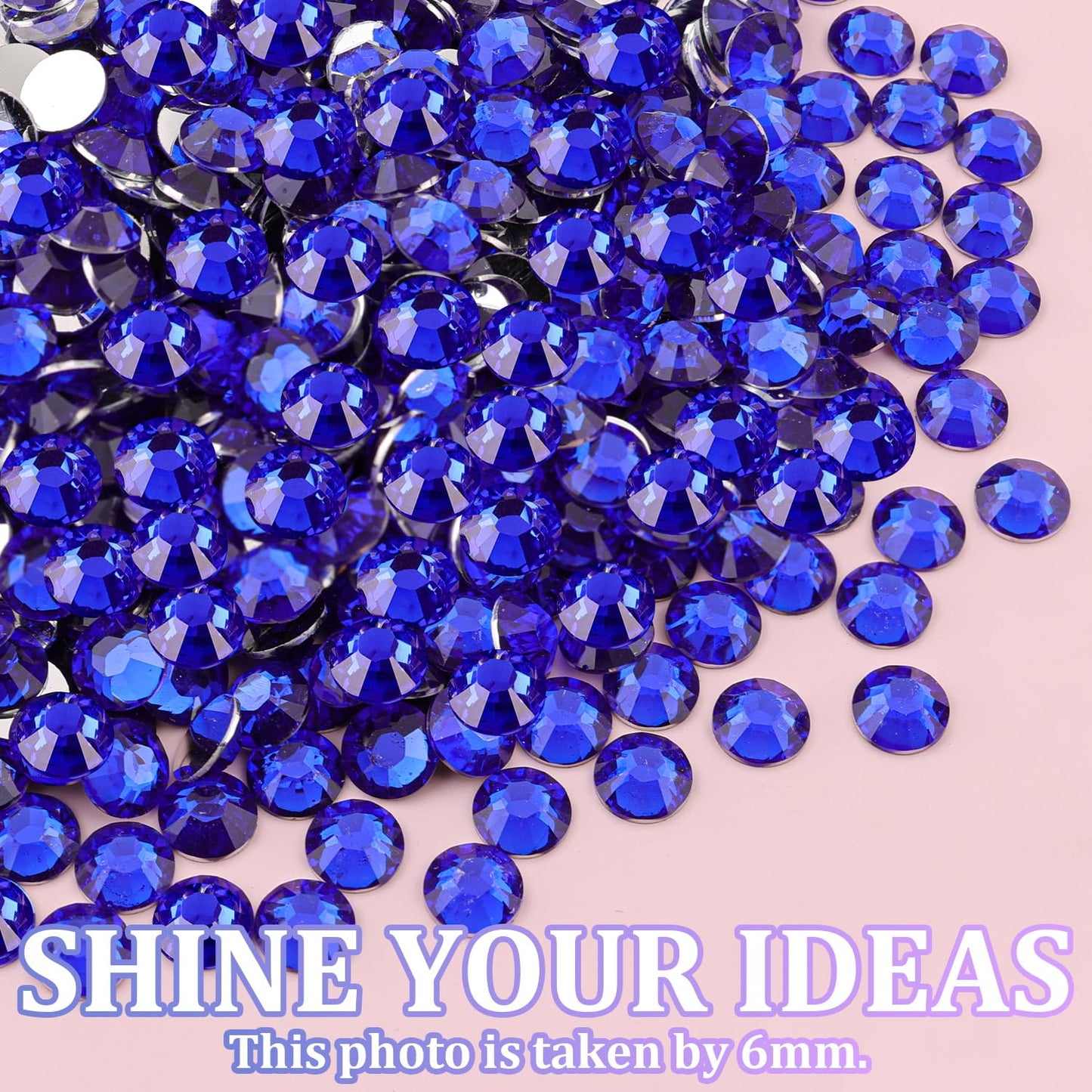 25000Pcs Resin Rhinestones for Crafting, Royal Blue 2-6mm Mixed Sizes Non Hotfix Flatback Gems, Bedazzling Crystal for DIY Crafts Clothing Tumblers Mugs Shoes Fabric Nail Art