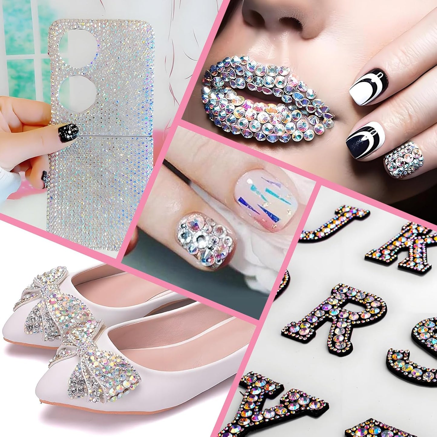 3000PCS SS8 Flatback Rhinestones | 12-Facet Diamond-Cut Glass Gems for Nail Art, Clothing, DIY Crafts |Glue-On Decoration Stones with Silver Backing(Transparent AB)