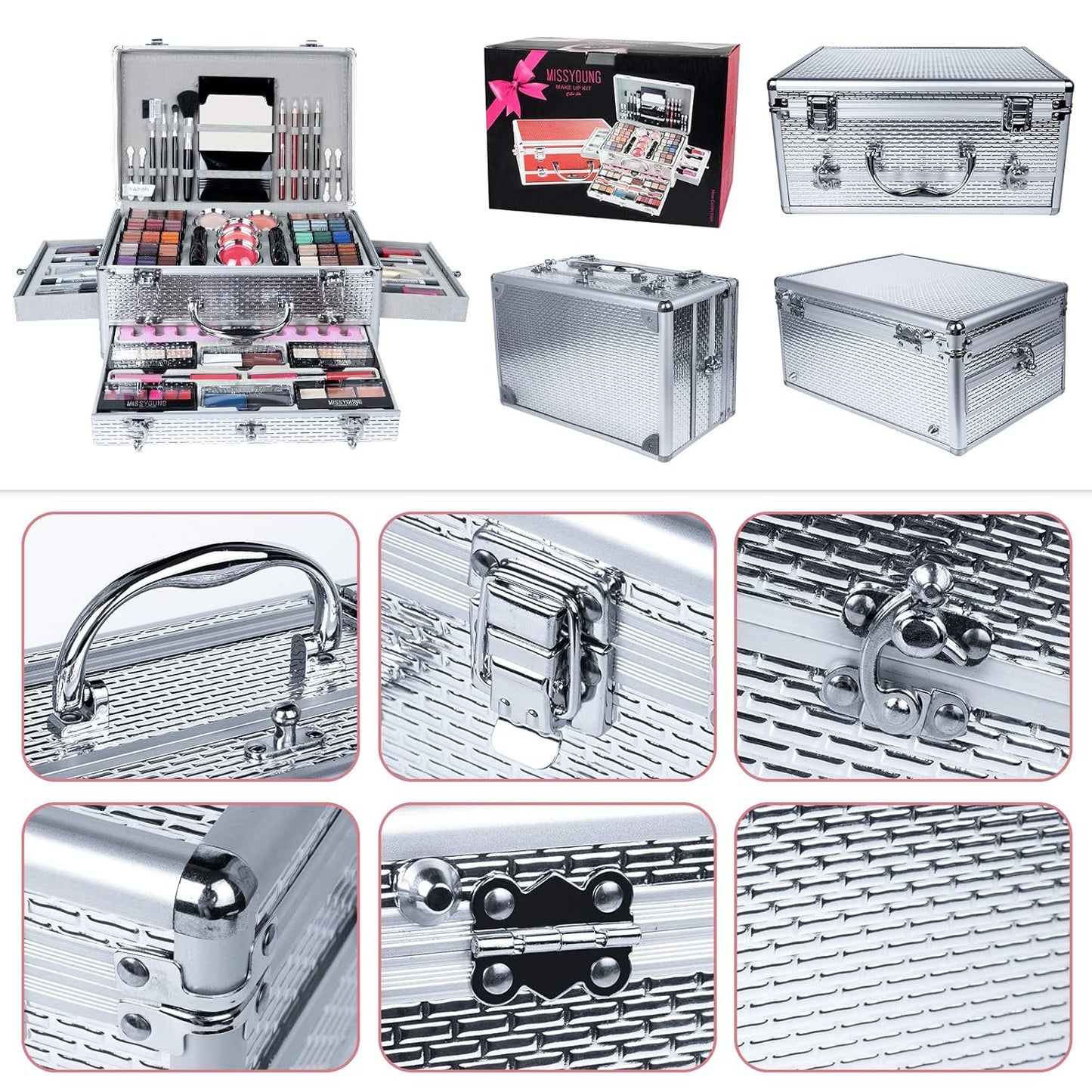 All-in-one Holiday Make up Gift Set | Makeup Kit for Women Full Kit Essential Starter Bundle Include Eyeshadow Palette Lipstick Blush Foundation Concealer Face Powder Mascara Lipgloss Brush