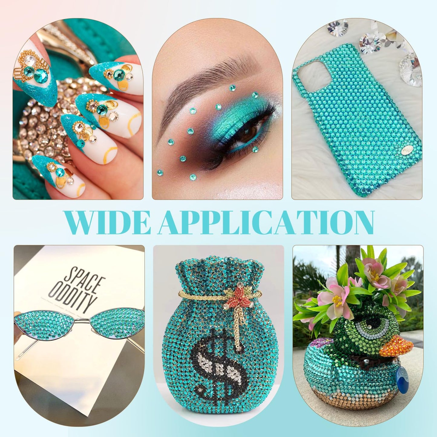 6100Pcs Resin Rhinestones for Crafting with 2Pcs 10ml B7000 Jewelry Glue, 1 Box Flatback Crystals Diamond (Aquamarine) for Bedazzling Crafts DIY Nail Art,Non Hotfix Gems for Clothing Shoes Tumblers