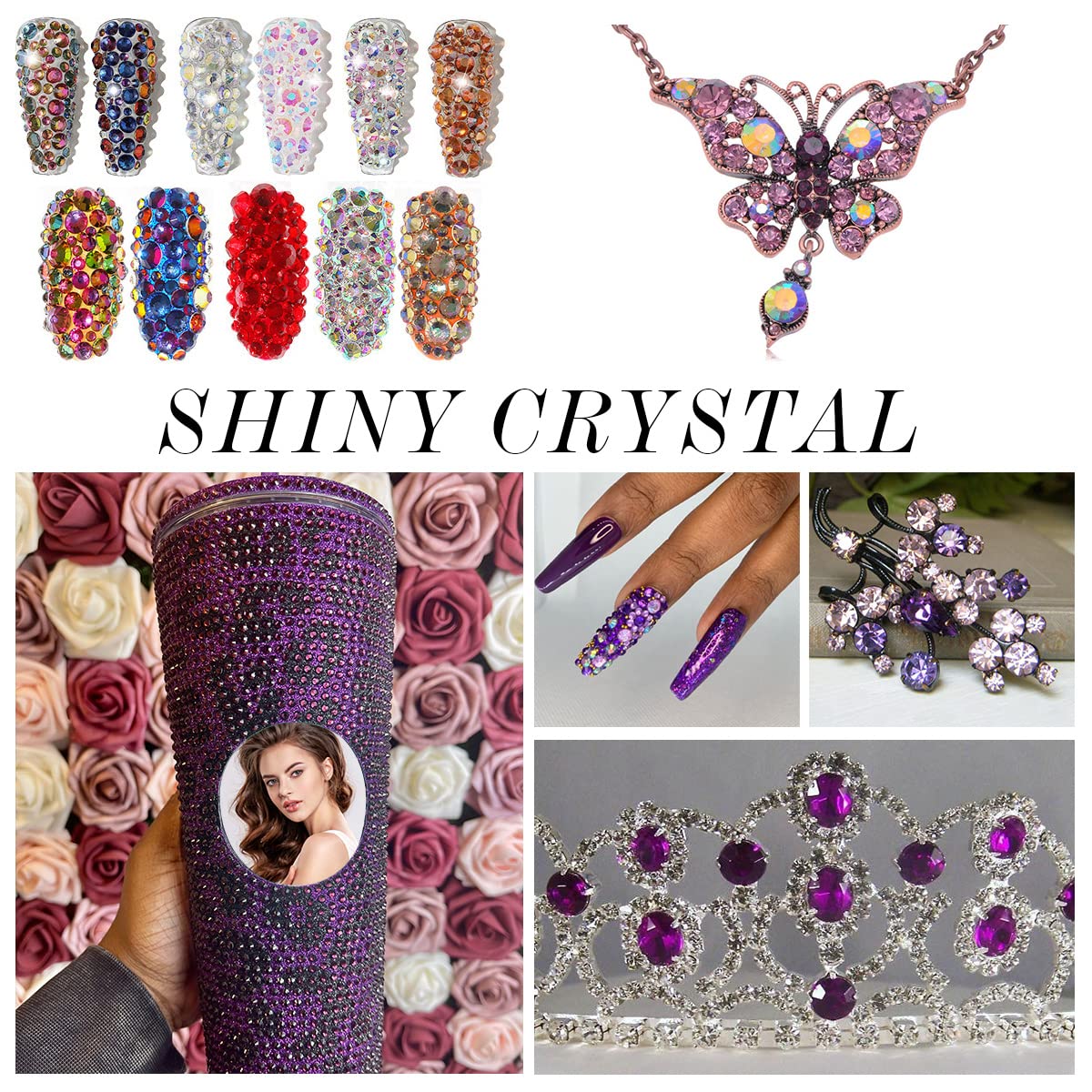 1440Pcs Amethyst Crystal Rhinestones,Glass Flatback Rhinestones Mini Gemstones for Nail Face Makeup Art Crafts Clothes Decoration -(SS10,2.8mm,Amethyst)