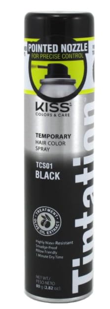 Tintation Temporary Hair Color Spray, Black, 2.82 oz (Pack of 6)