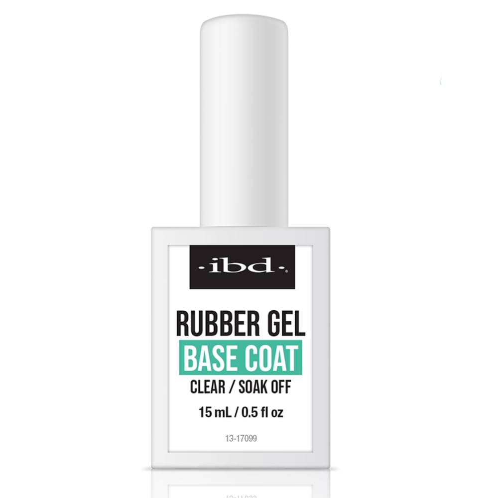IBD Rubber Base Gel Nail Polish, Base Coat – Clear Soak-Off Builder Gel for Nails Strengthening & Breakage Prevention, 0.5 fl oz