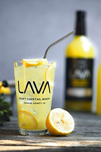 (3 Pack) LAVA Premium Skinny Ginger Lemonade Vodka Cocktail Mix made with Sicilian Lemon Juice, Candied Ginger Puree - 33.8oz Bottles
